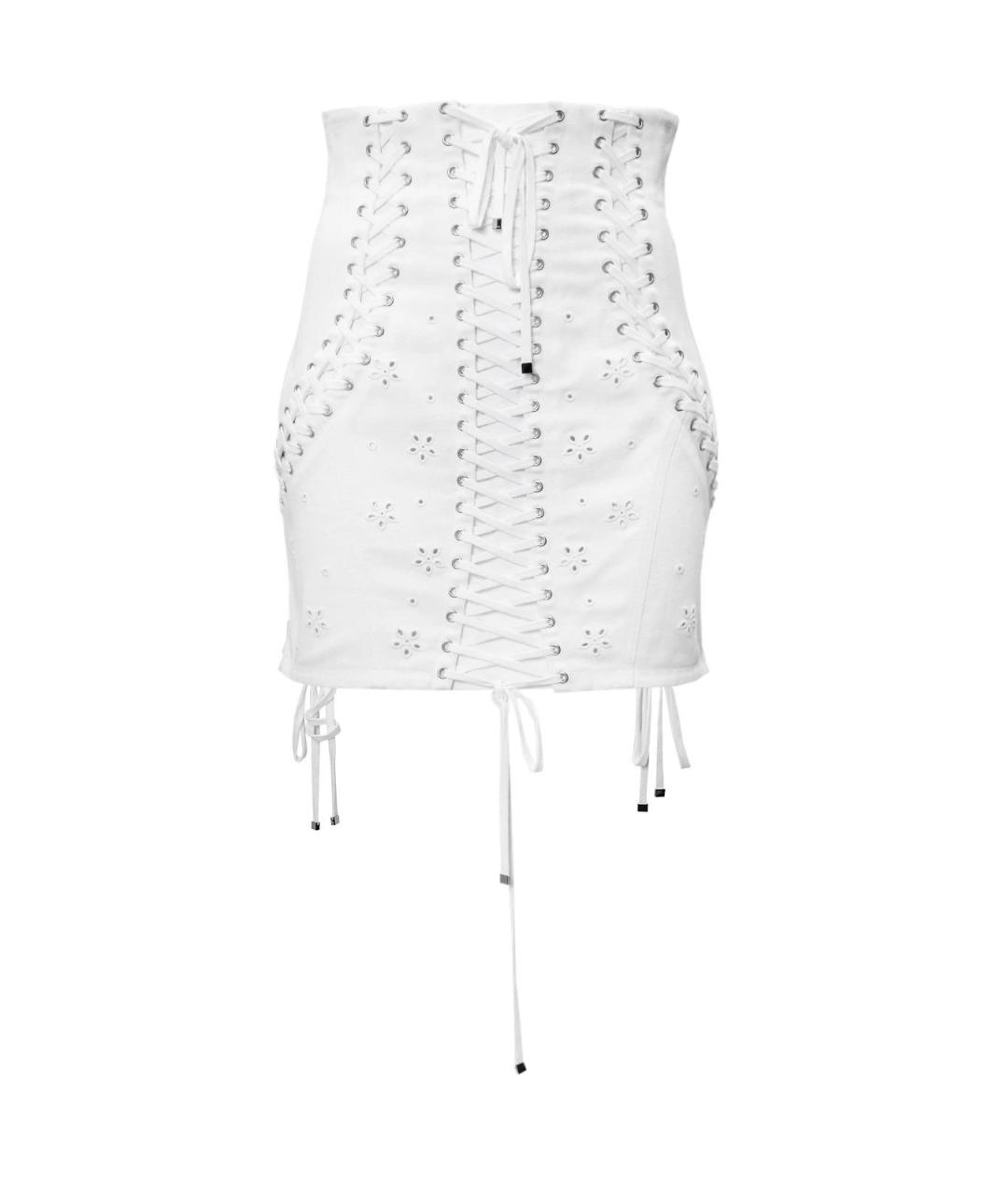 DOLCE&GABBANA Белая хлопковая юбка миди, фото 4