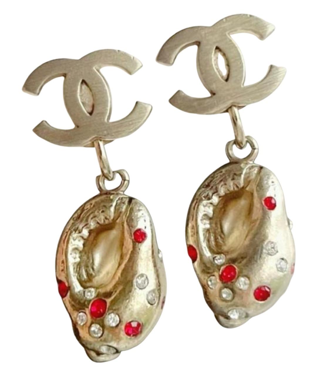 CHANEL Золотые металлические серьги, фото 1