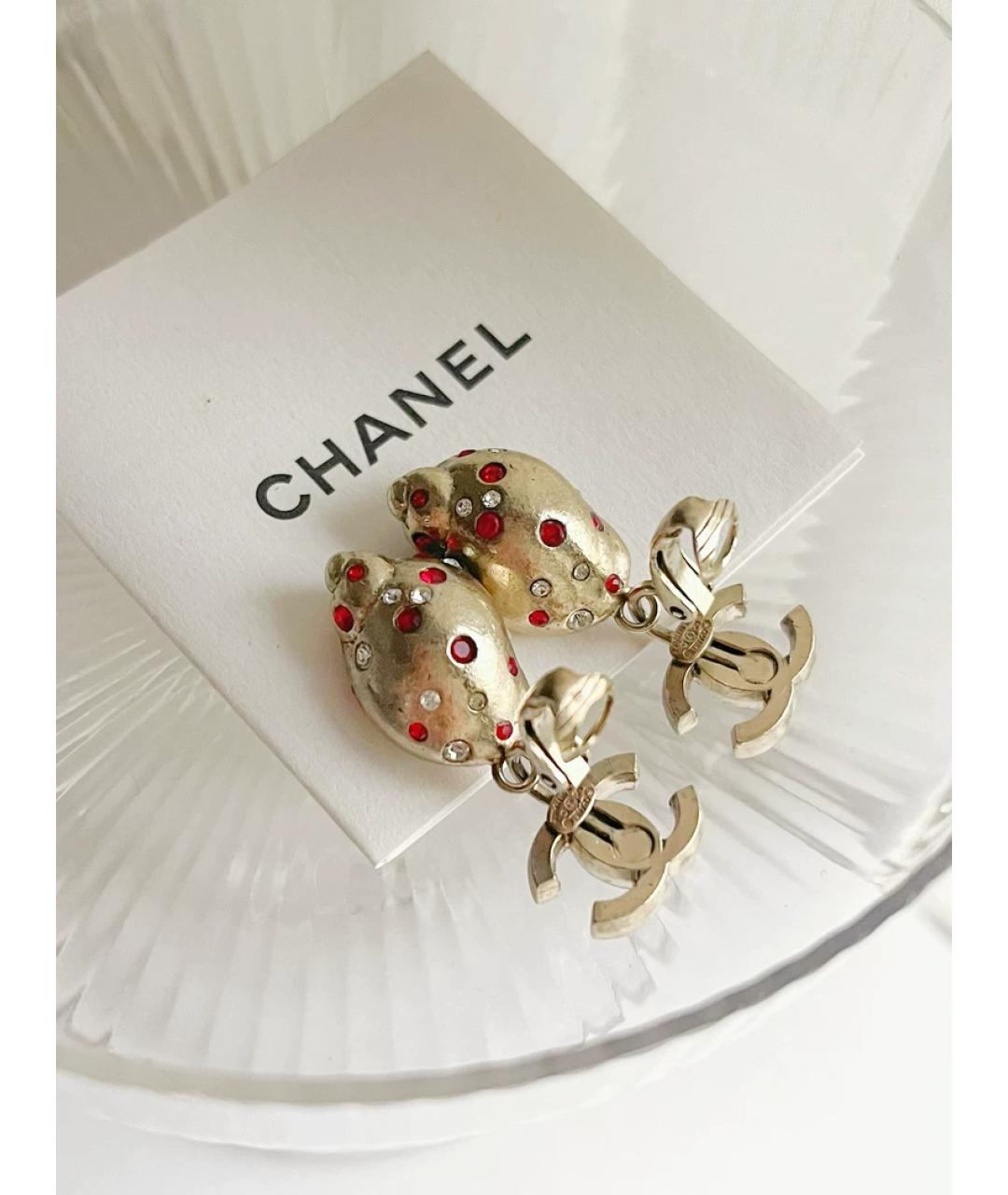 CHANEL Золотые металлические серьги, фото 4