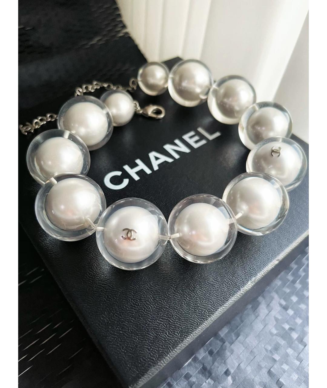 CHANEL Белое жемчужное колье, фото 3
