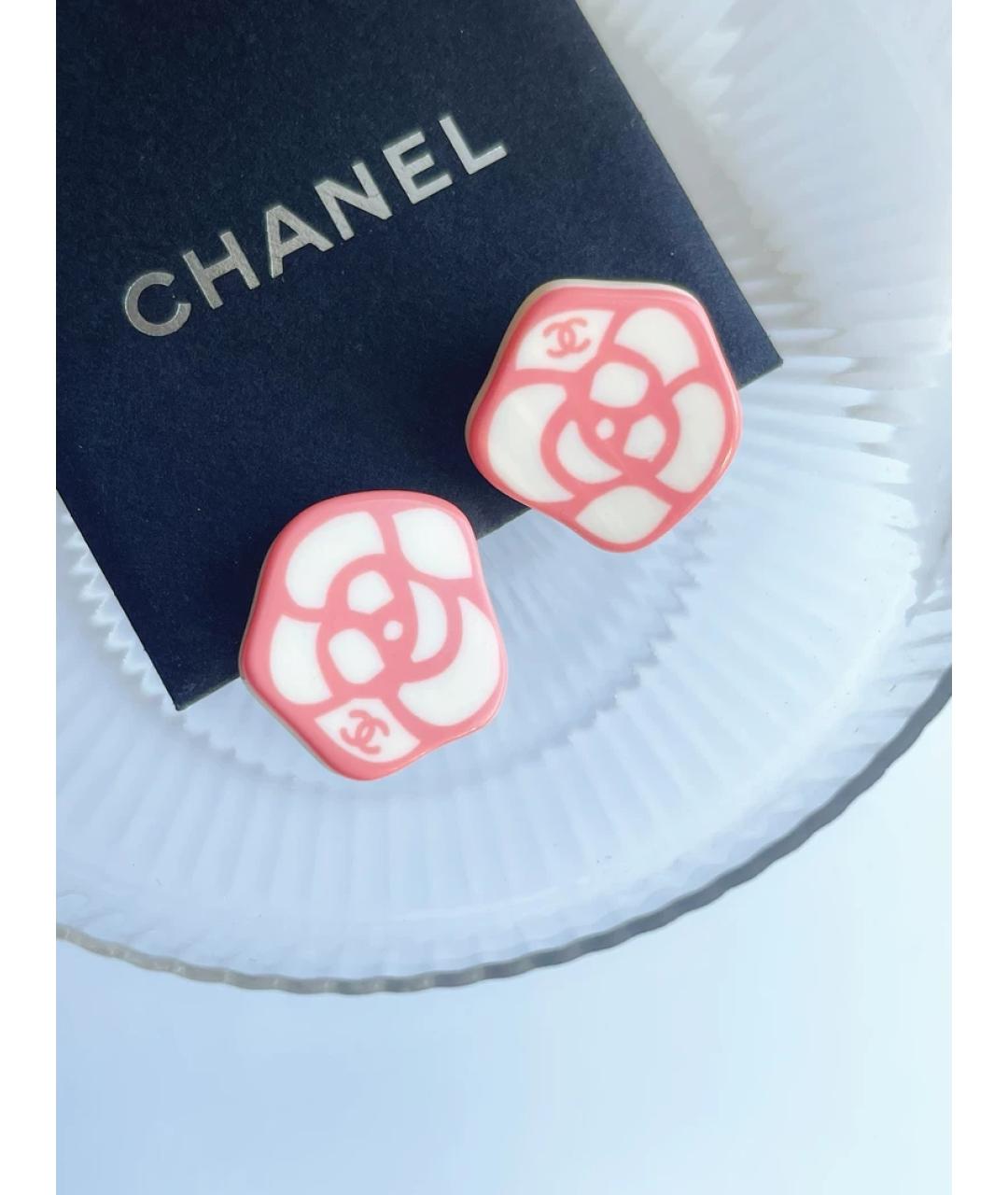 CHANEL Розовые пластиковые клипсы, фото 4