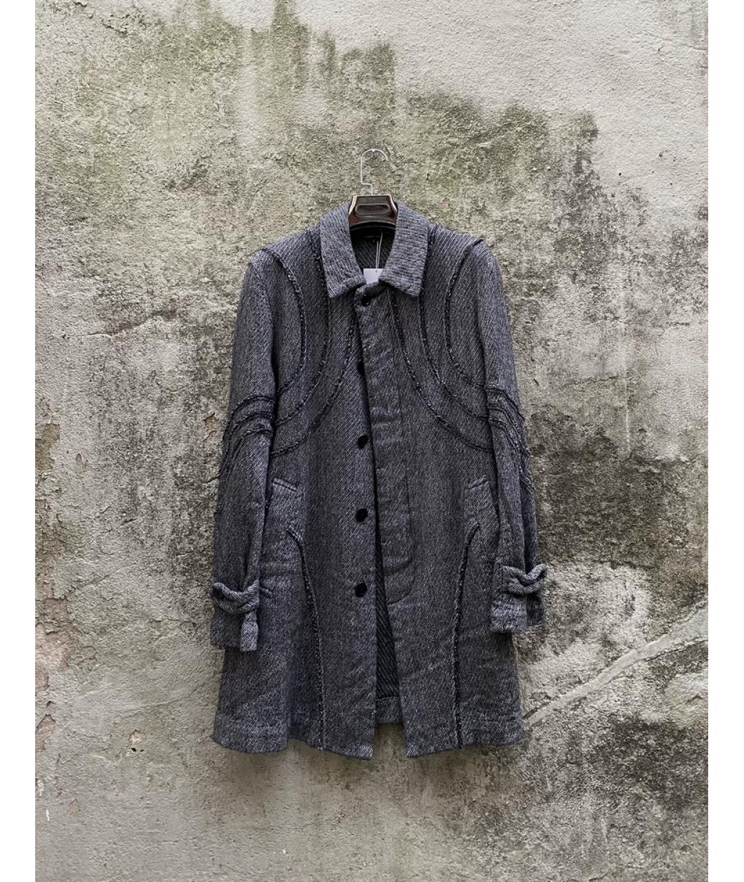 COMME DES GARÇONS Серое шерстяное пальто, фото 3