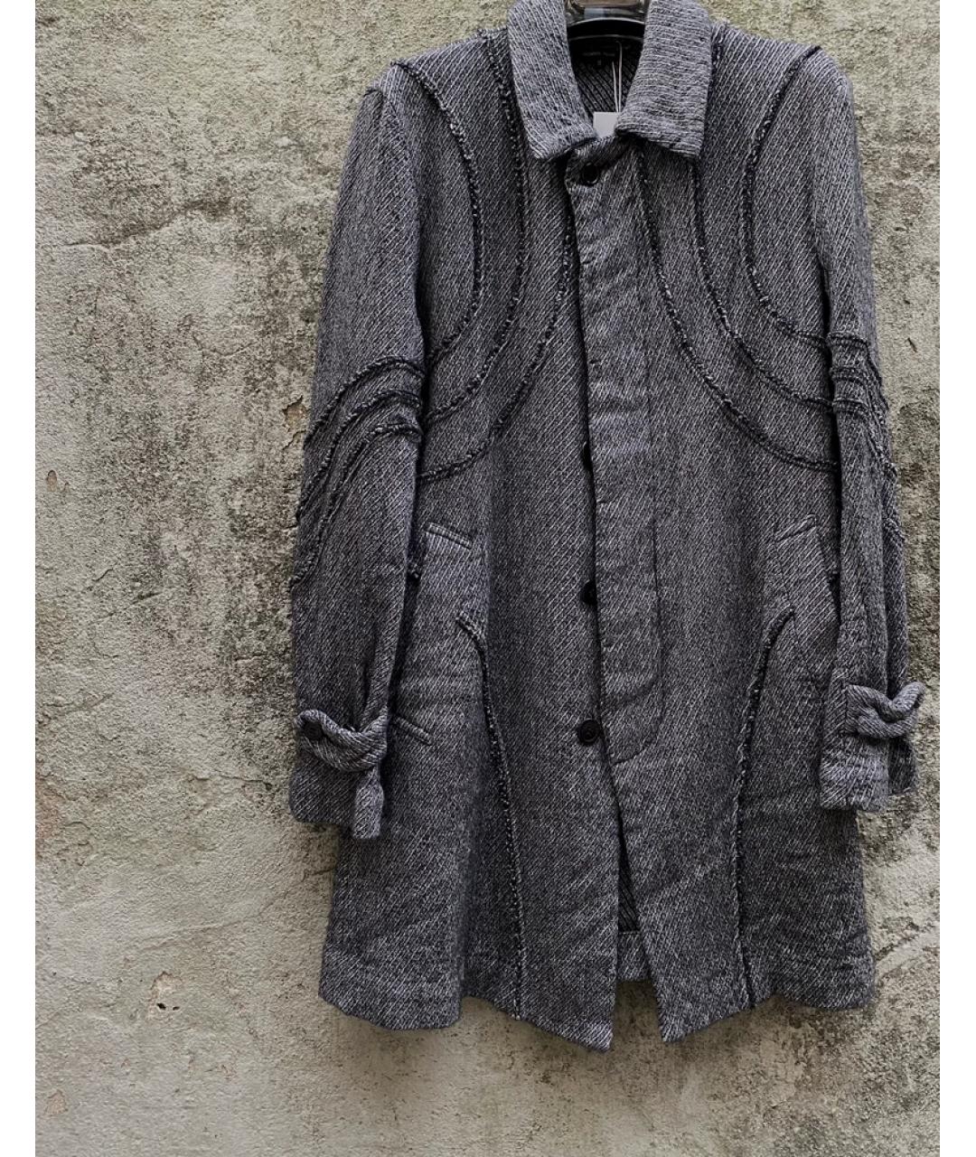 COMME DES GARÇONS Серое шерстяное пальто, фото 2