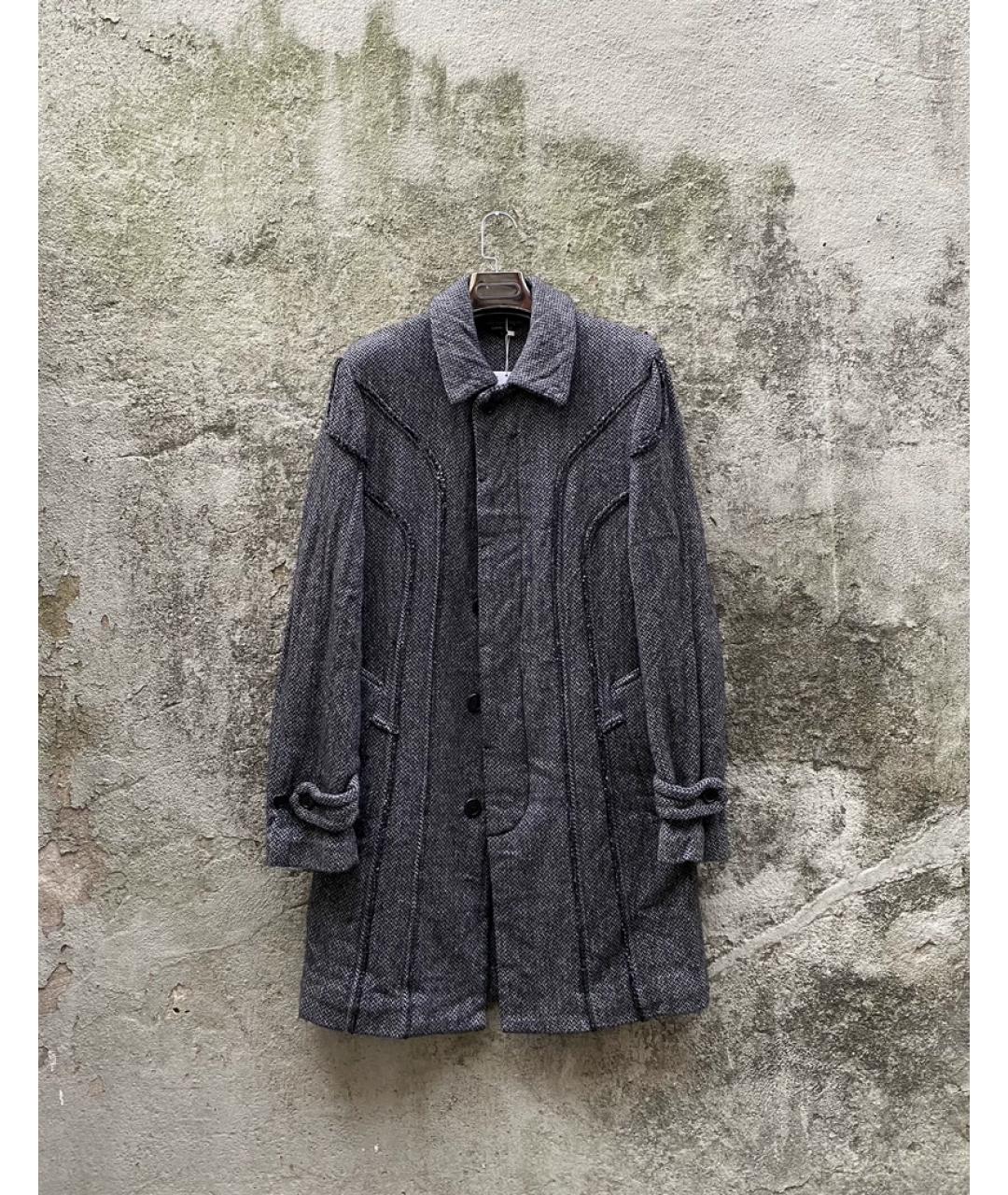 COMME DES GARÇONS Серое шерстяное пальто, фото 3