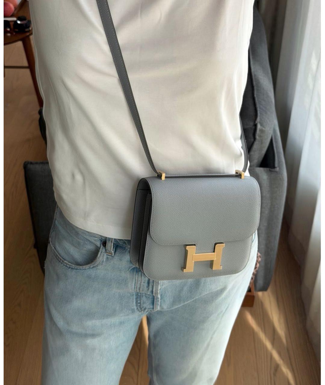 HERMES Голубая кожаная сумка через плечо, фото 4