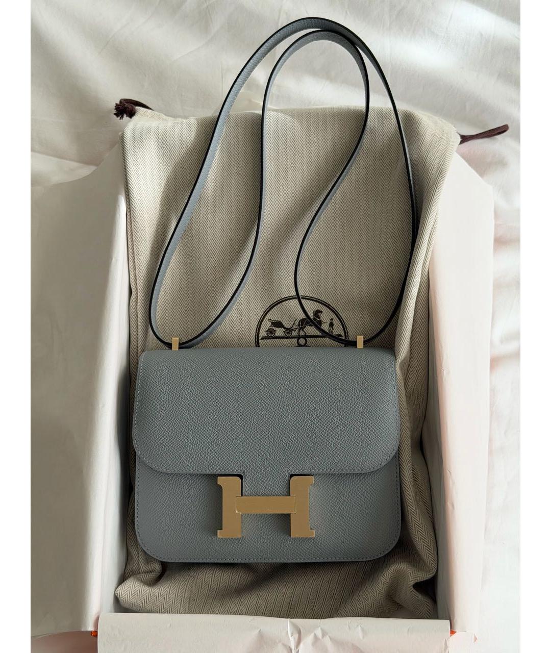 HERMES Голубая кожаная сумка через плечо, фото 5