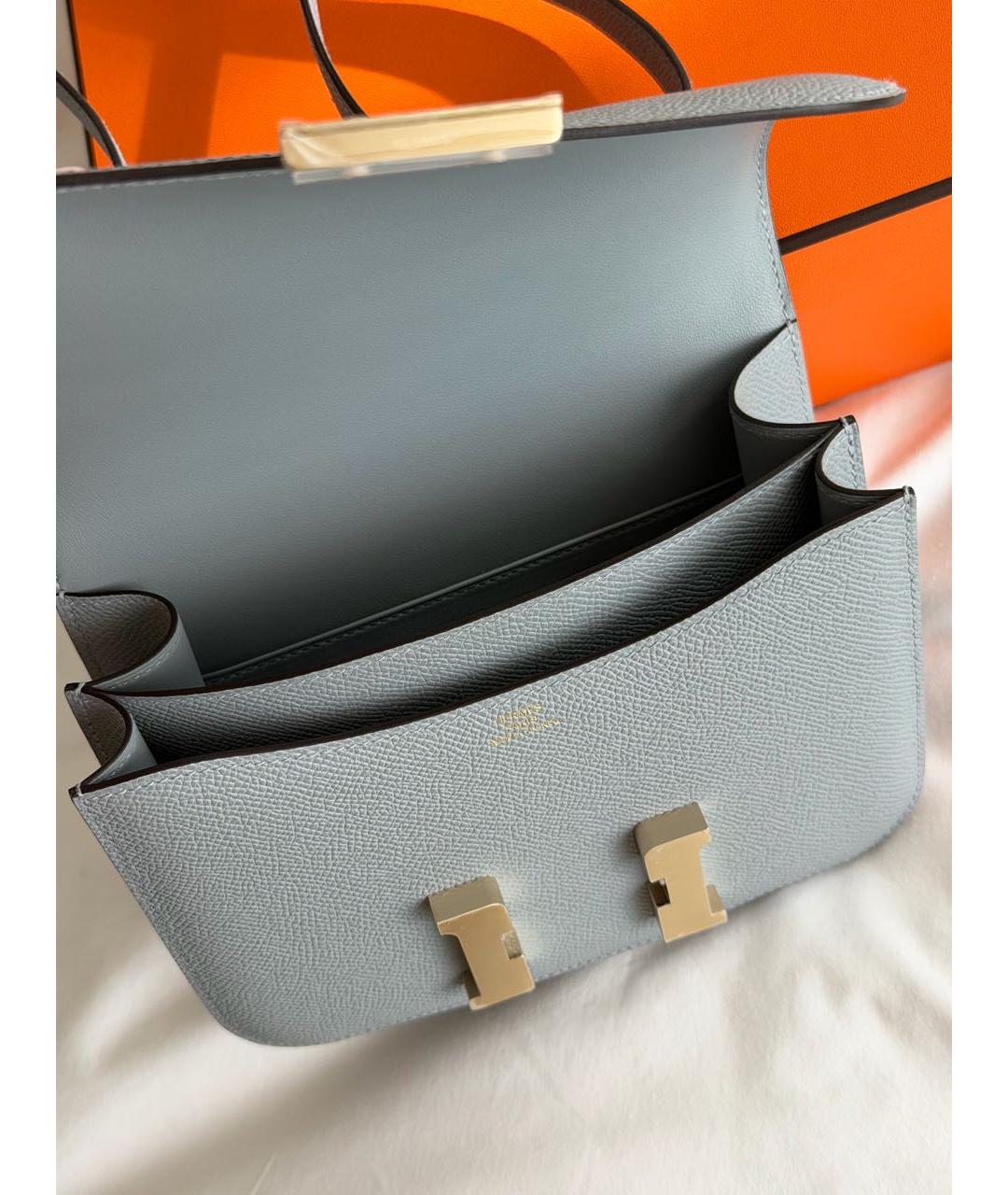 HERMES Голубая кожаная сумка через плечо, фото 3