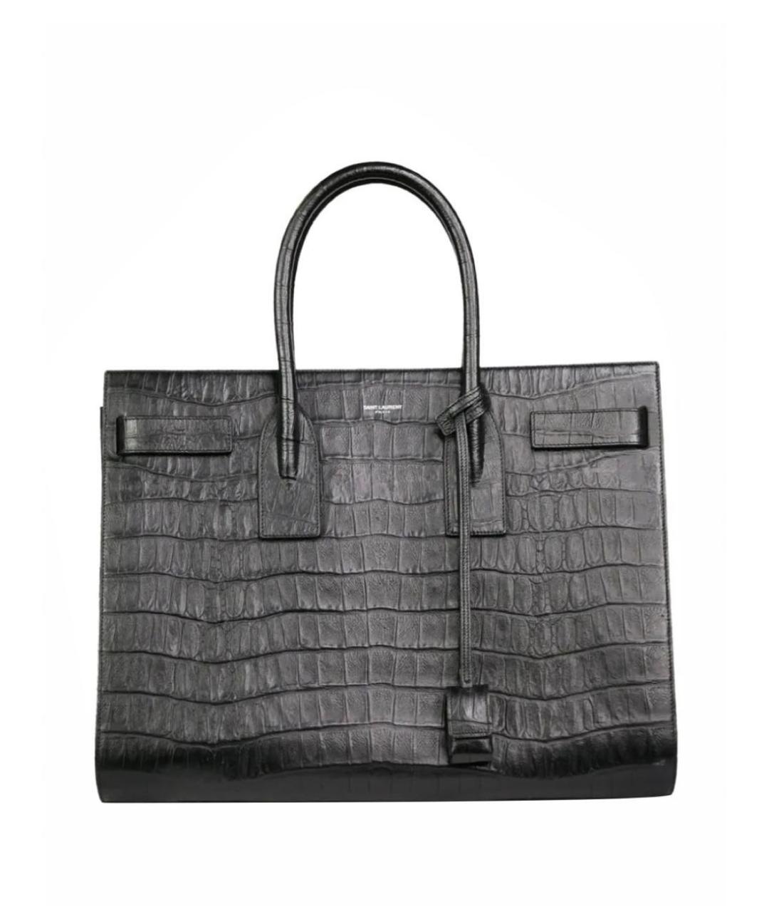 SAINT LAURENT Черная кожаная сумка с короткими ручками, фото 1