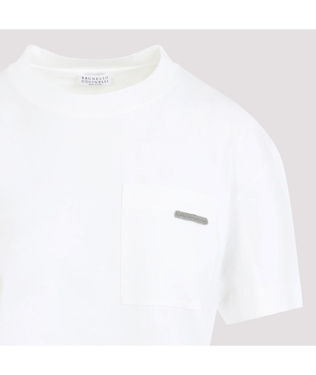 BRUNELLO CUCINELLI Белая хлопковая футболка, фото 4
