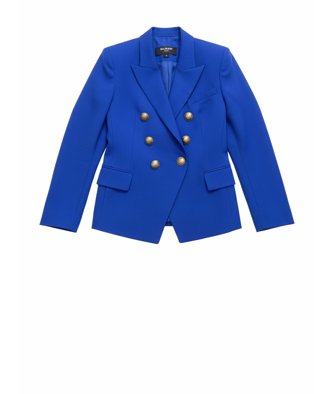 BALMAIN Синий шерстяной жакет/пиджак, фото 1