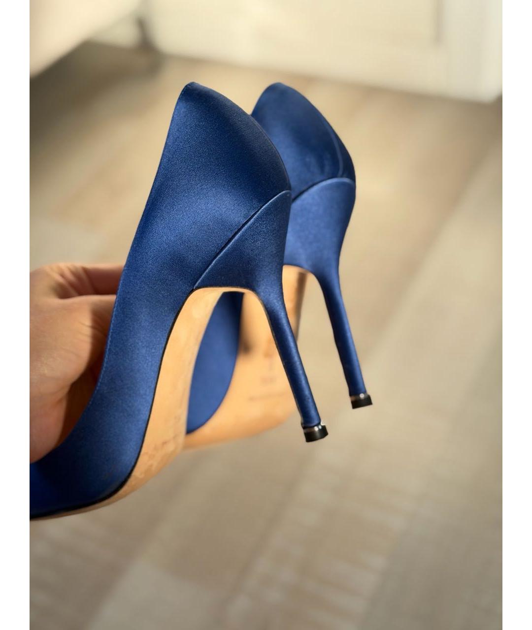 MANOLO BLAHNIK Синие кожаные туфли, фото 6