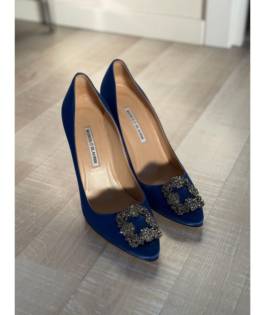 MANOLO BLAHNIK Синие кожаные туфли, фото 7