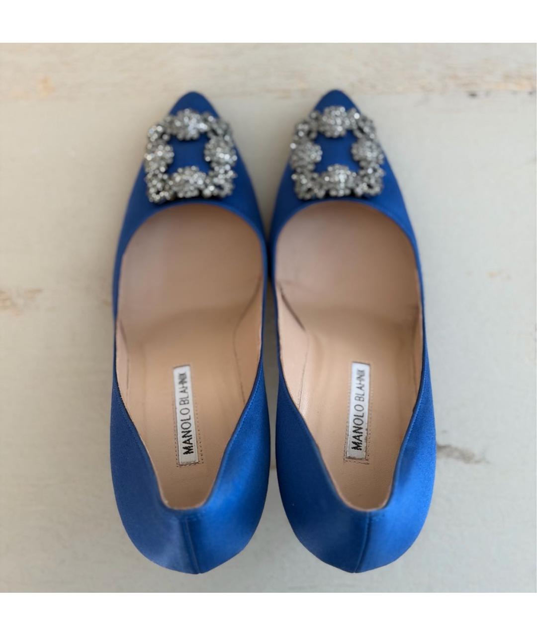 MANOLO BLAHNIK Синие кожаные туфли, фото 4