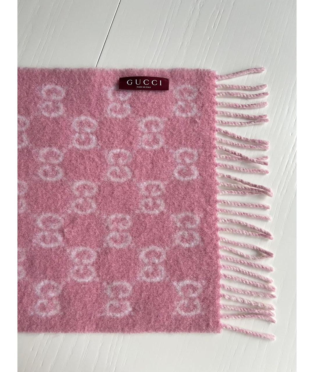 GUCCI Розовый кашемировый шарф, фото 5