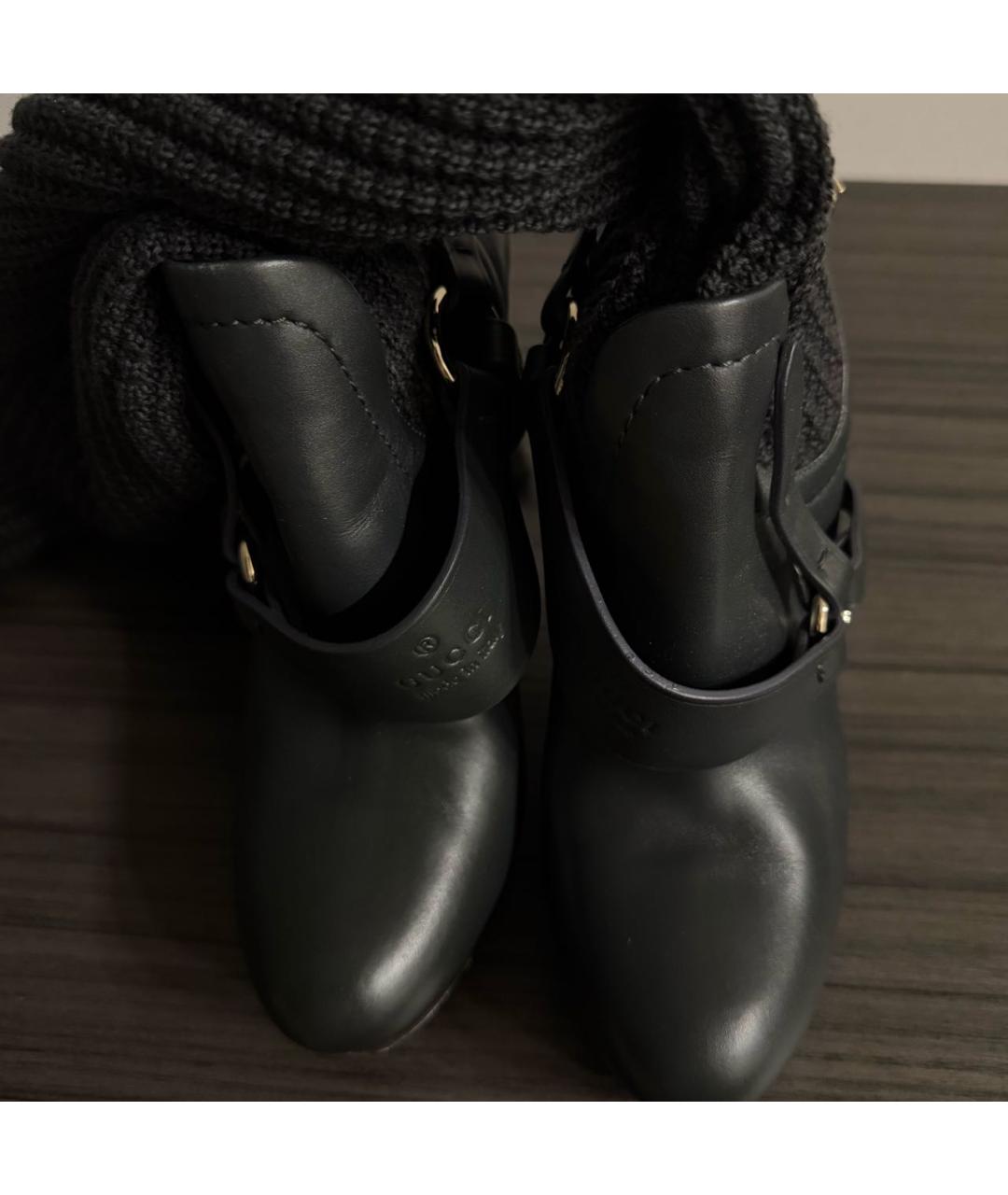 GUCCI Черные кожаные ботфорты, фото 3