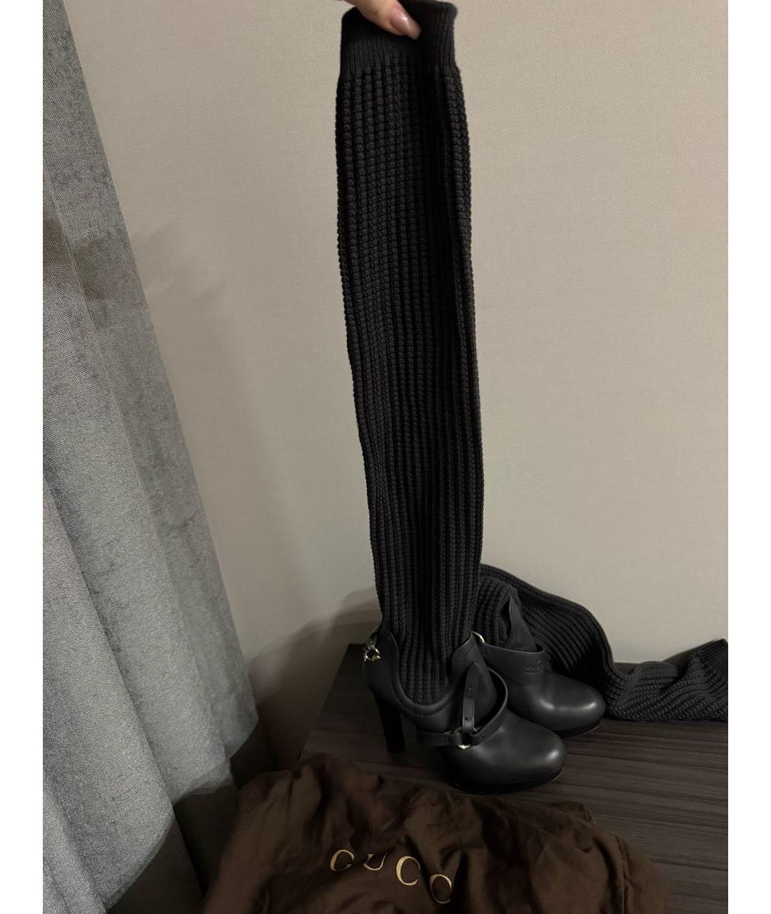 GUCCI Черные кожаные ботфорты, фото 5