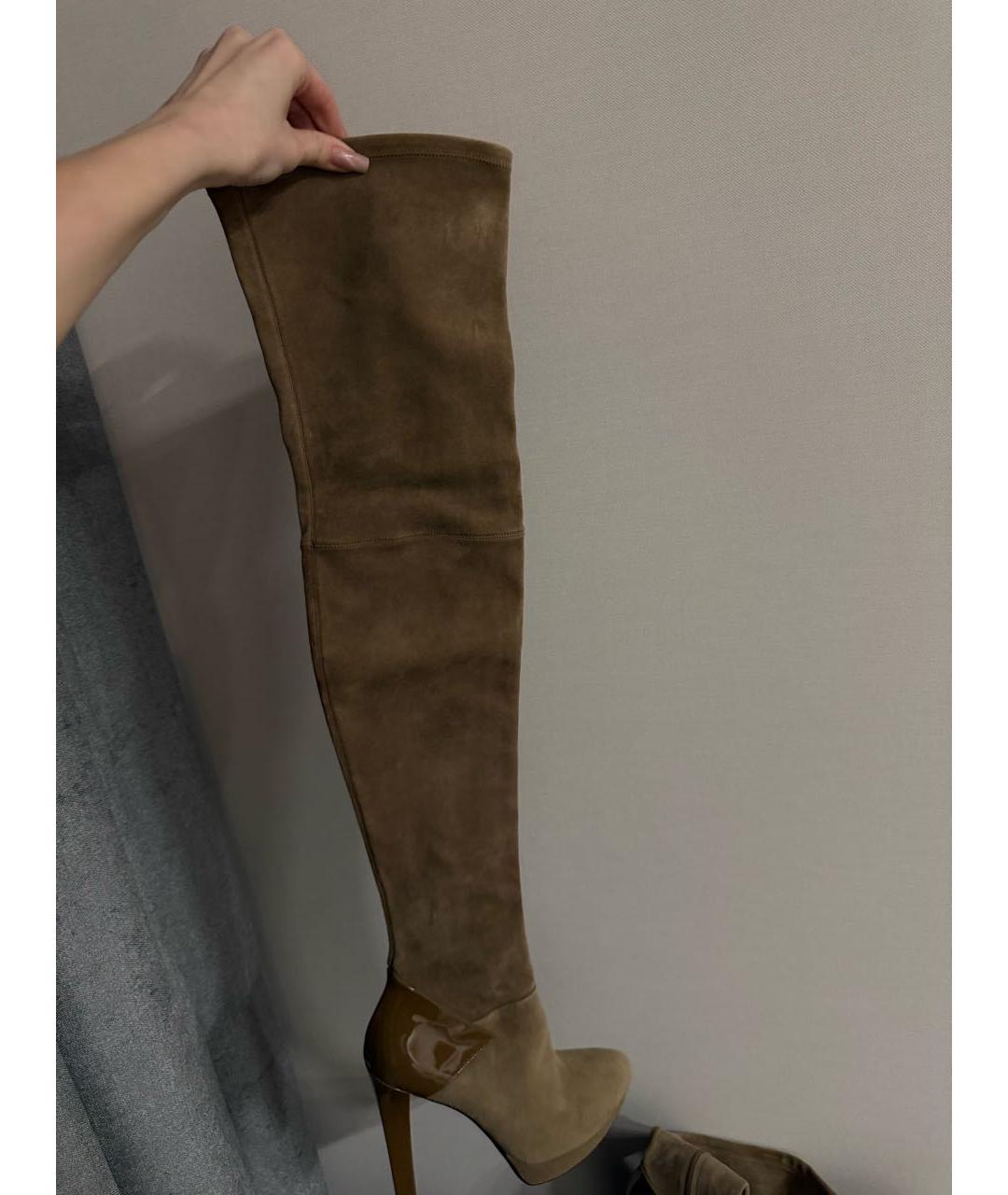 GUCCI Бежевые замшевые ботфорты, фото 2