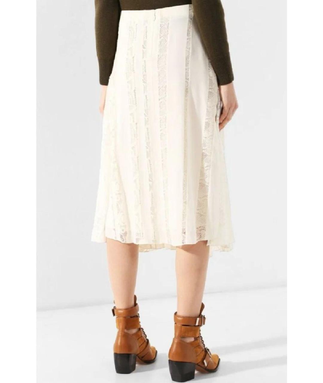 CHLOE Белая шелковая юбка миди, фото 7