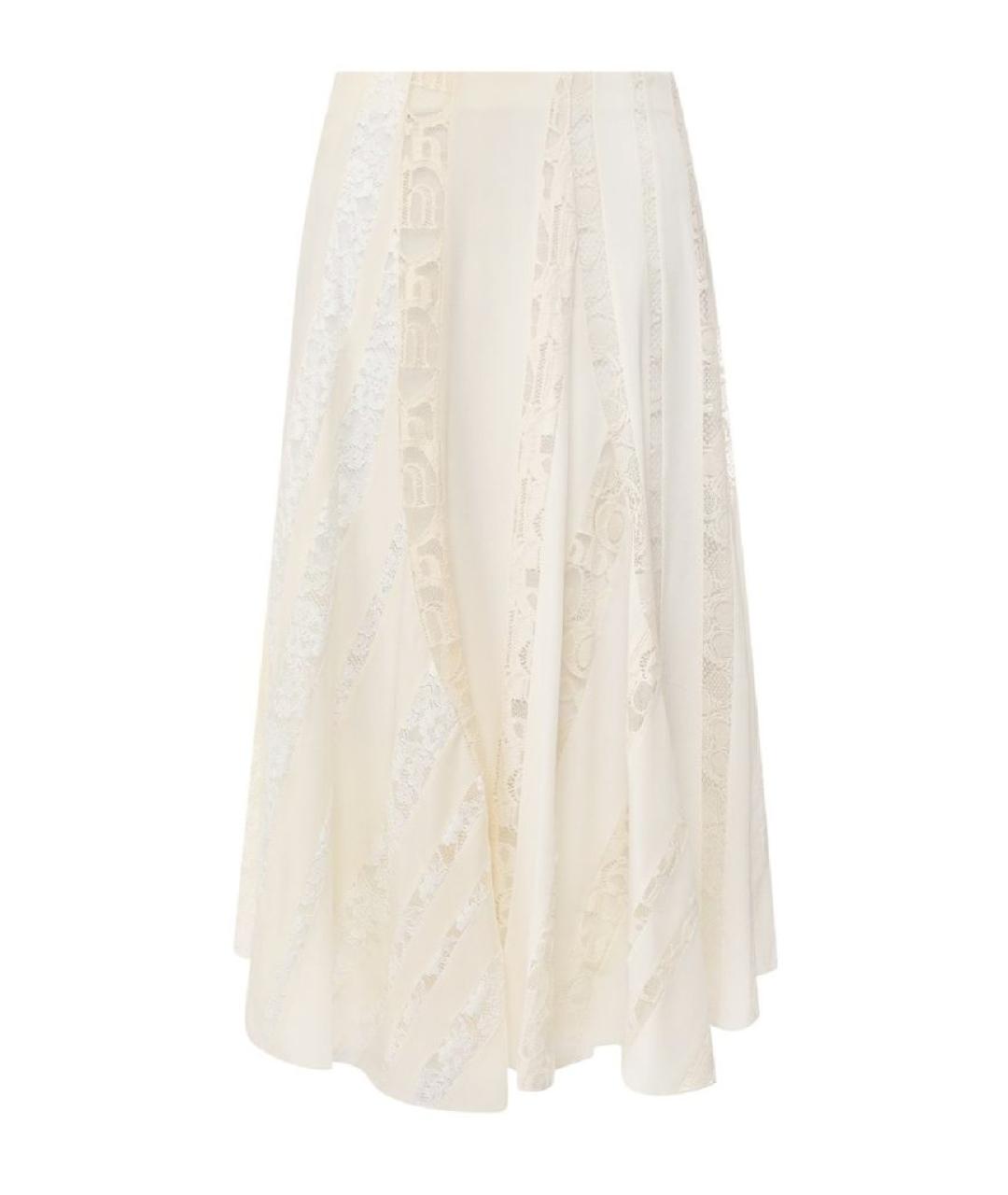 CHLOE Белая шелковая юбка миди, фото 10