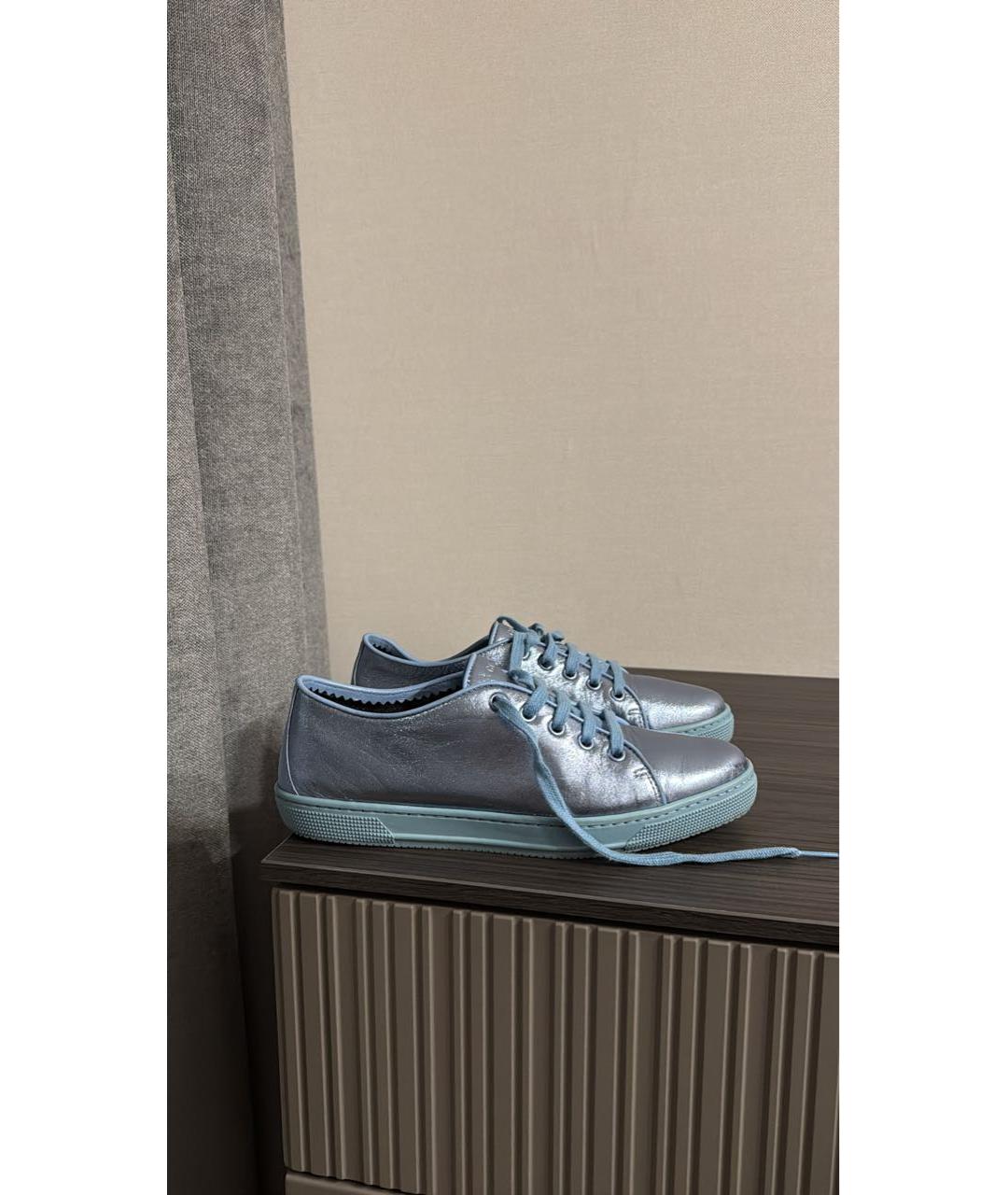 GUCCI Голубые кожаные кеды, фото 4