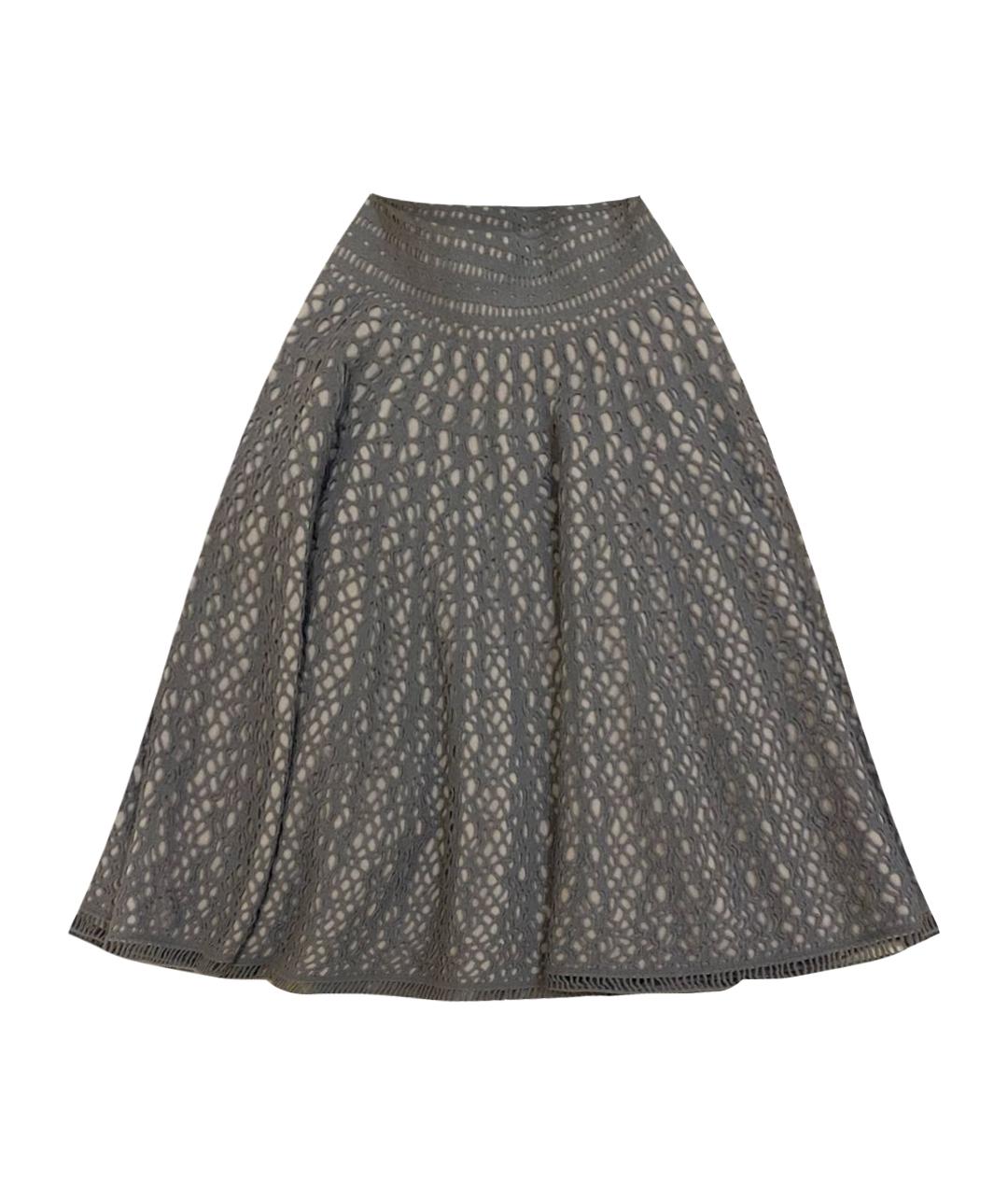 ALAIA Серая шерстяная юбка миди, фото 1