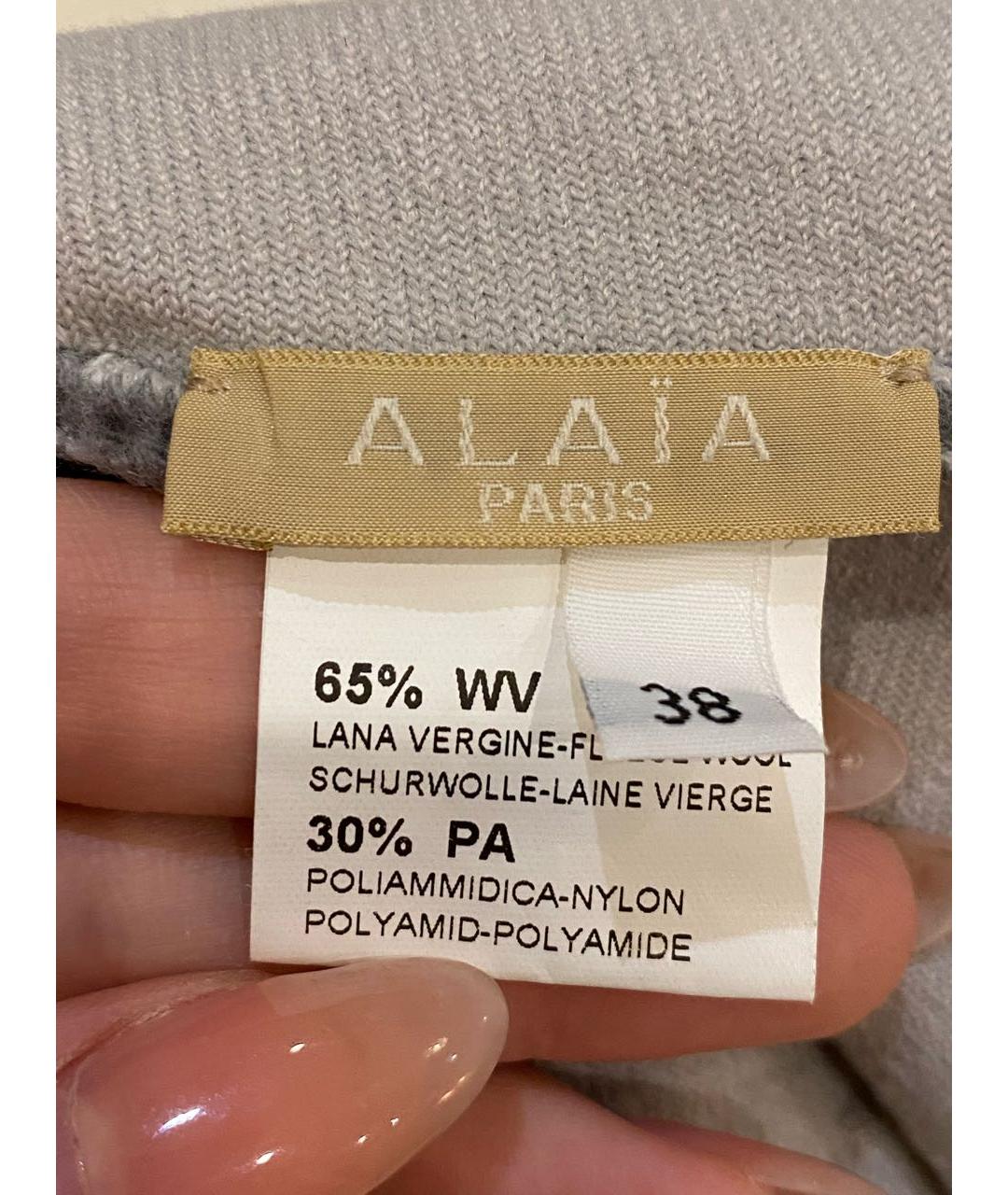 ALAIA Серая шерстяная юбка миди, фото 5