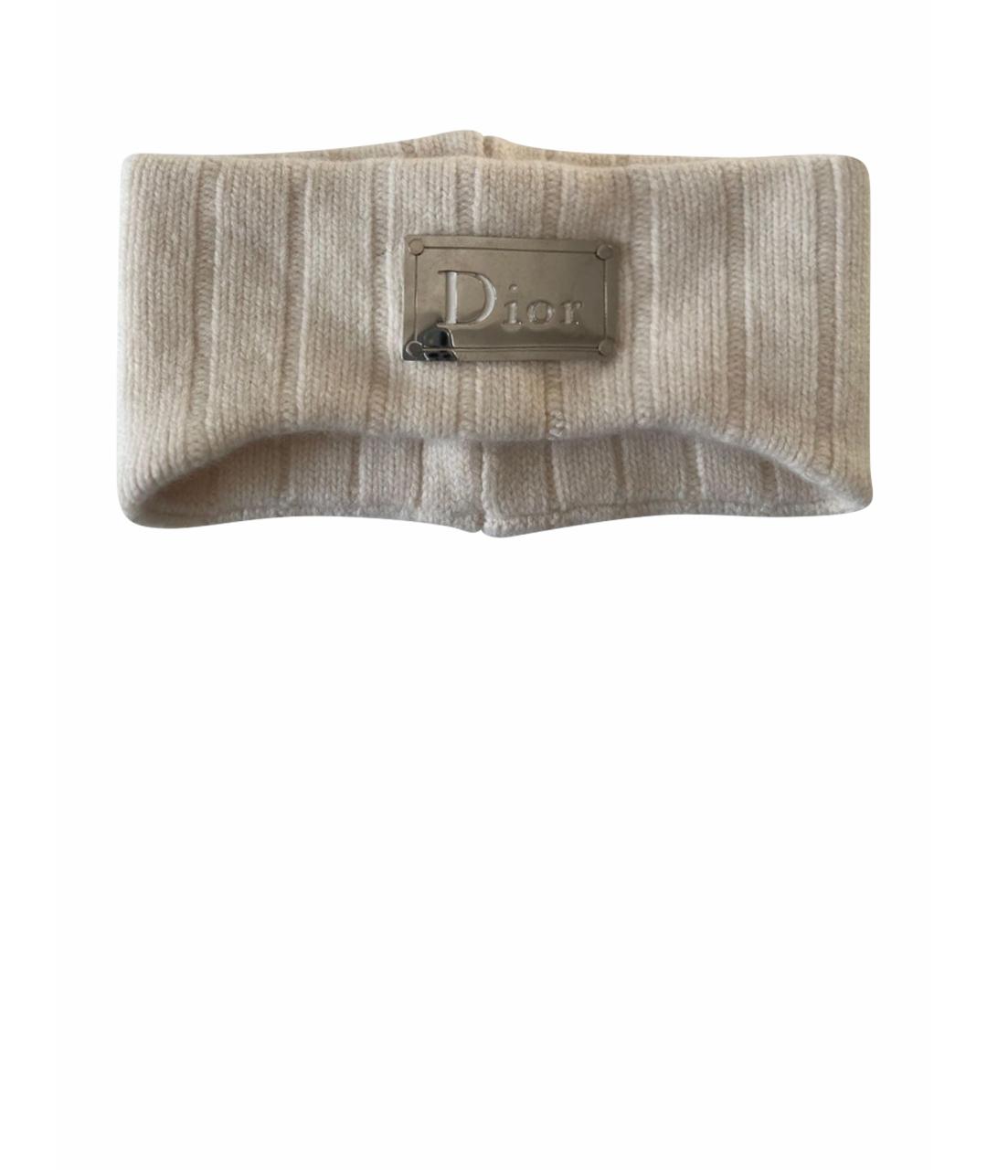 CHRISTIAN DIOR Белая кашемировая повязка на голову, фото 1