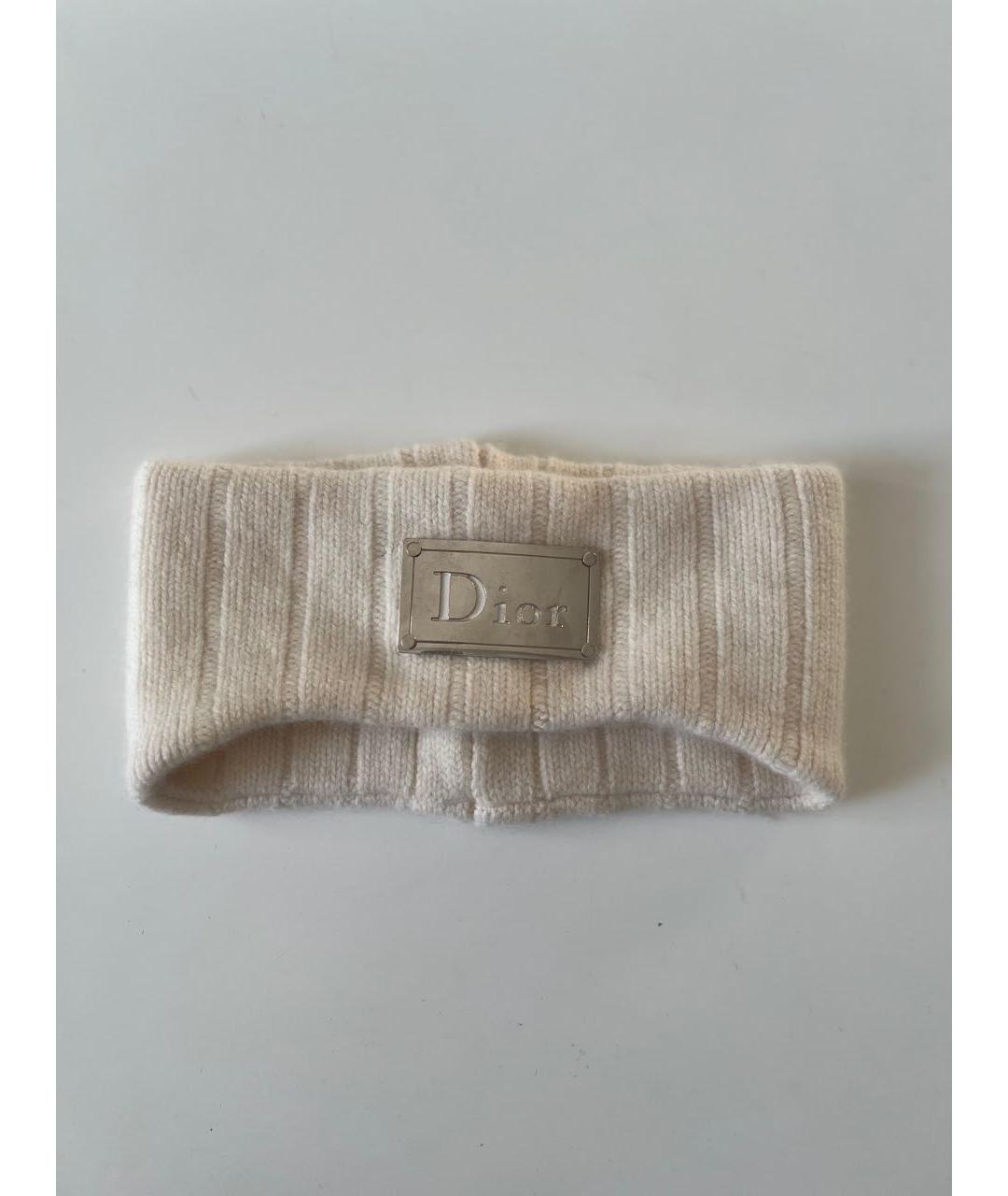CHRISTIAN DIOR Белая кашемировая повязка на голову, фото 7