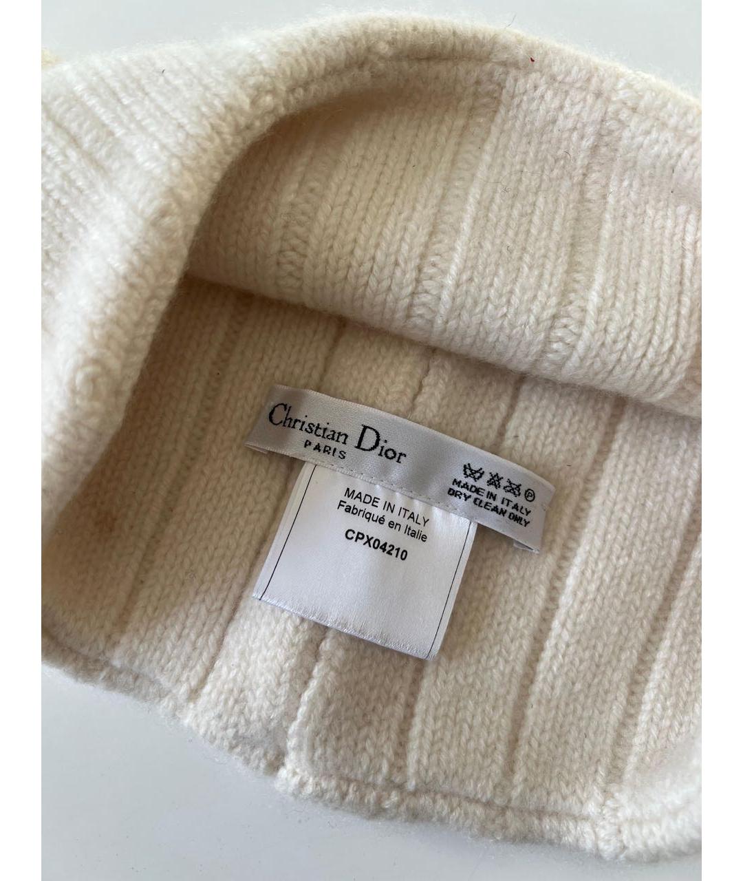 CHRISTIAN DIOR Белая кашемировая повязка на голову, фото 6