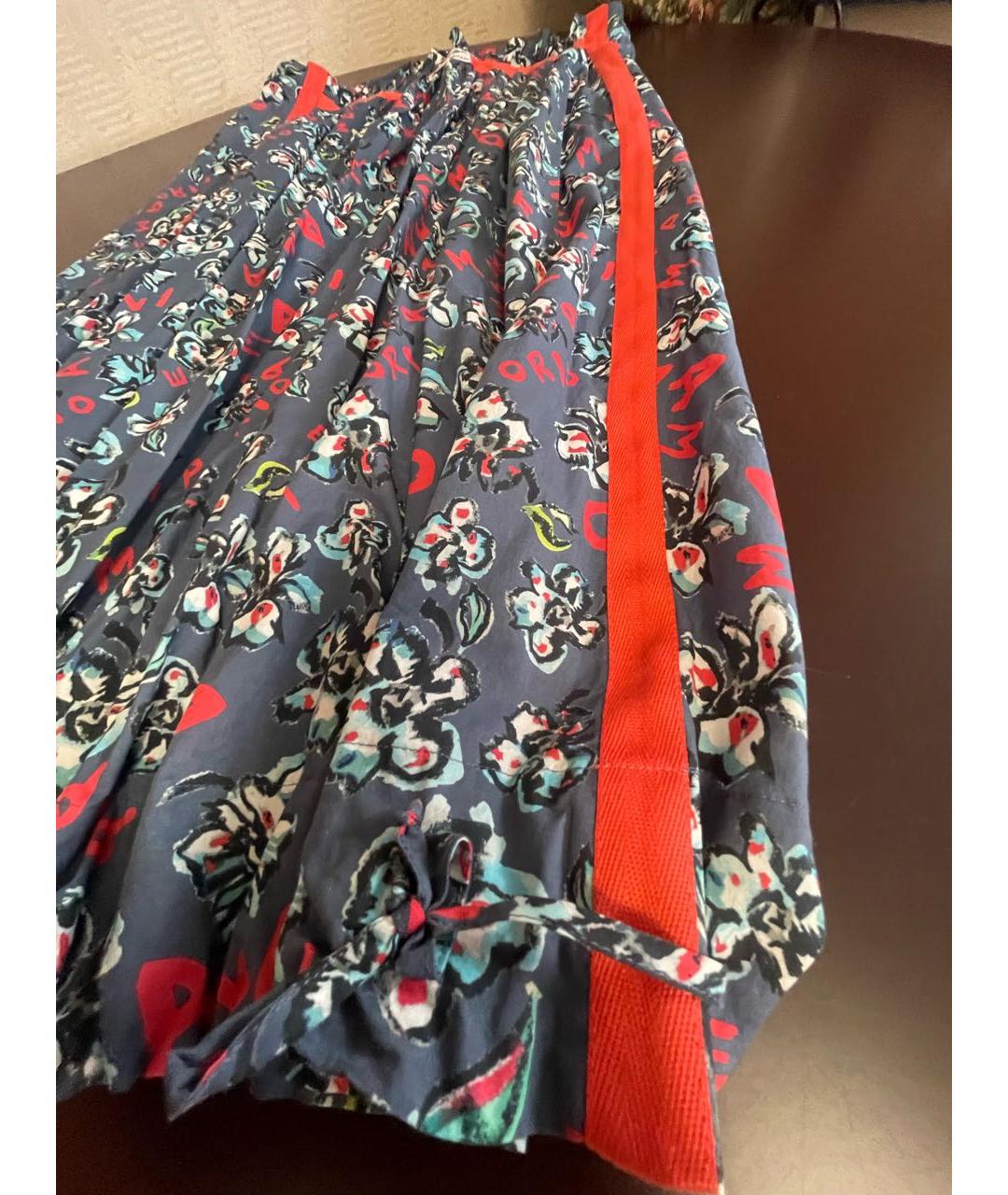 EMPORIO ARMANI Синяя полиэстеровая юбка макси, фото 2