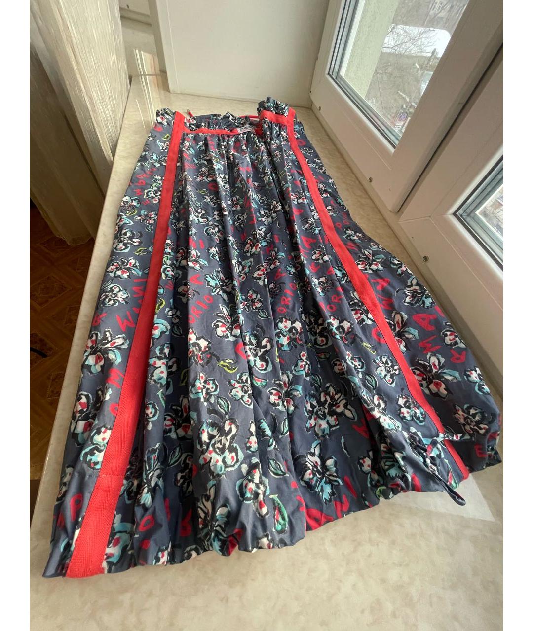 EMPORIO ARMANI Синяя полиэстеровая юбка макси, фото 4