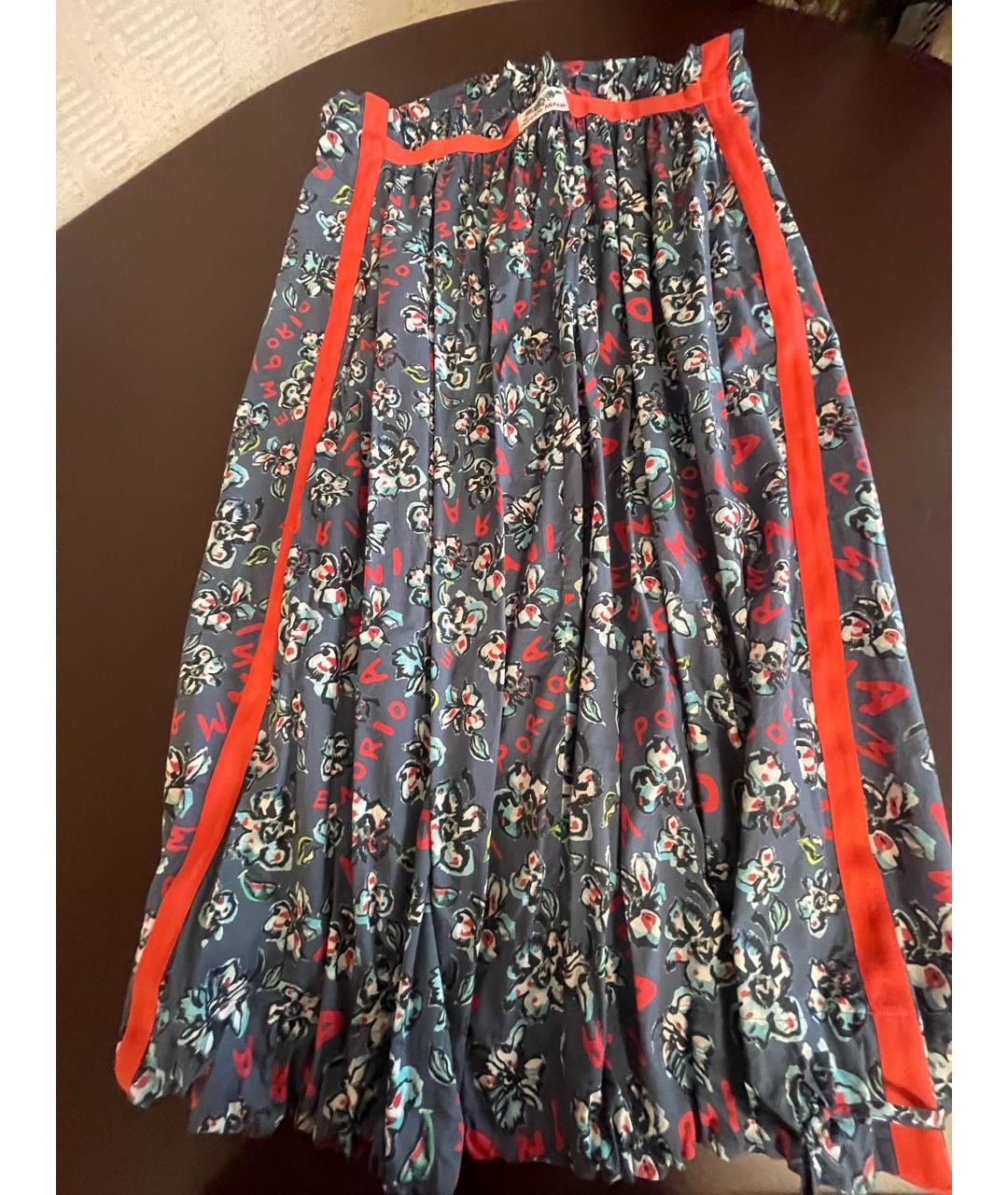 EMPORIO ARMANI Синяя полиэстеровая юбка макси, фото 6