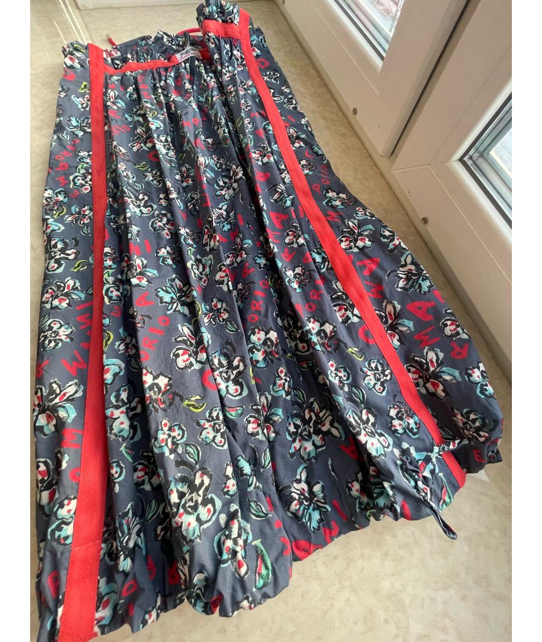 EMPORIO ARMANI Синяя полиэстеровая юбка макси, фото 3