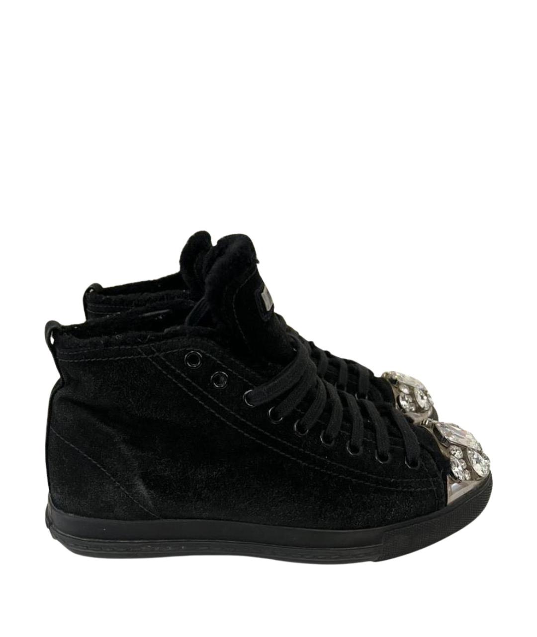 MIU MIU Черные замшевые ботинки, фото 1