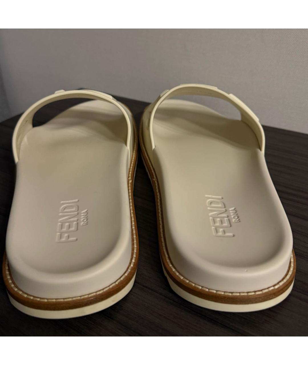 FENDI Белые шлепанцы, фото 4