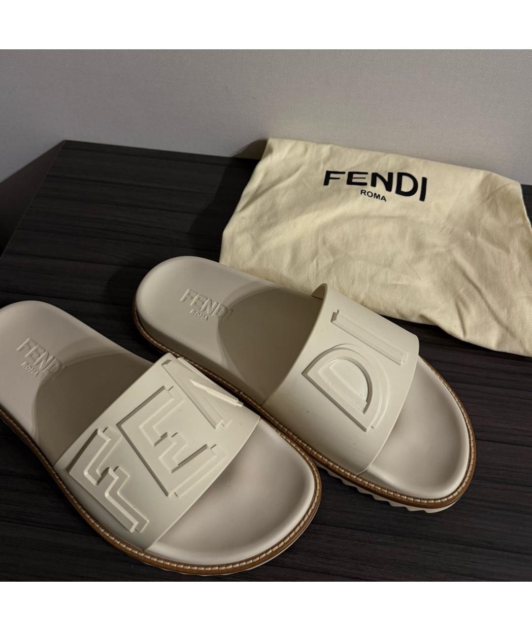 FENDI Белые шлепанцы, фото 5