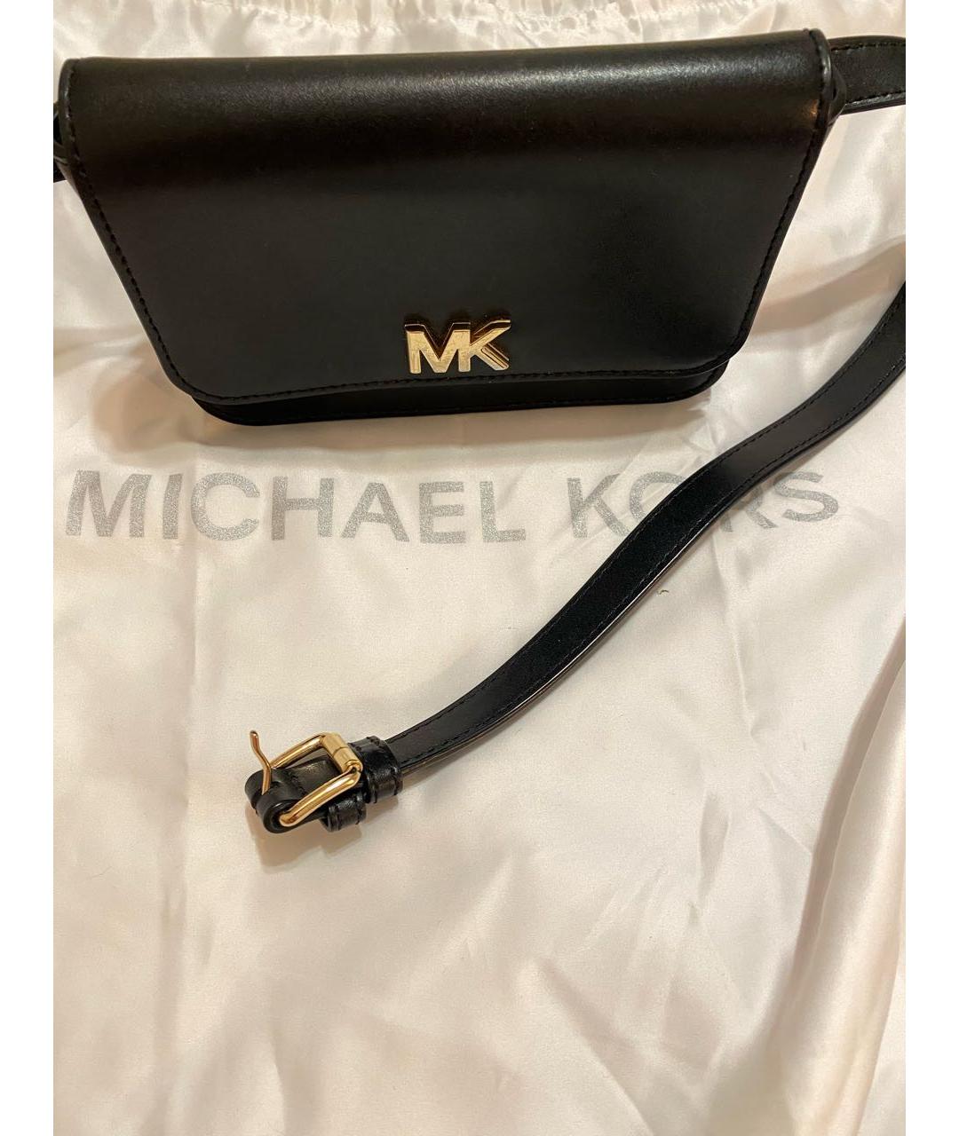 MICHAEL KORS Черная кожаная поясная сумка, фото 3