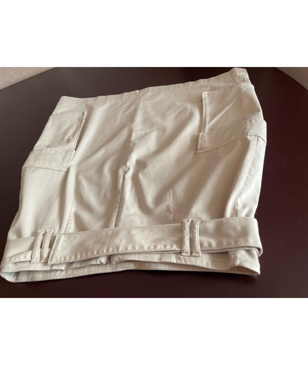 HUGO BOSS Бежевая хлопко-эластановая юбка миди, фото 3