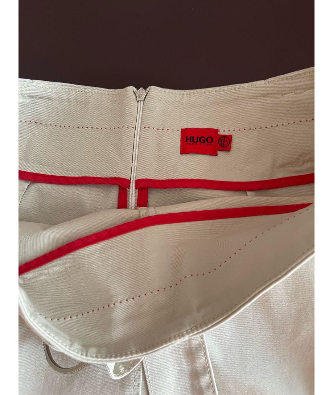 HUGO BOSS Бежевая хлопко-эластановая юбка миди, фото 7