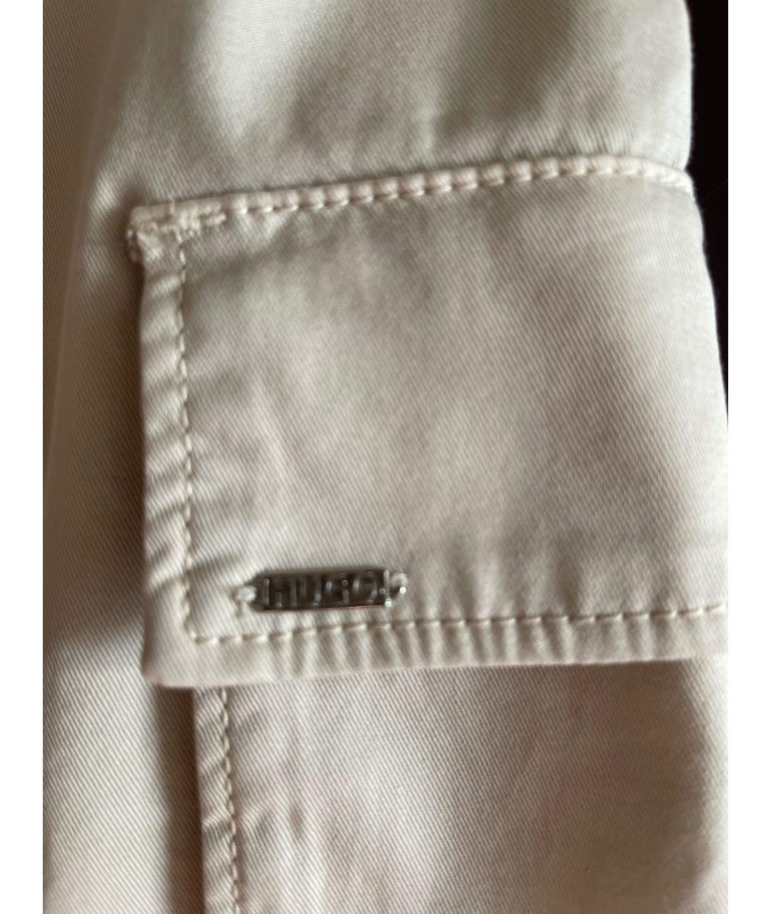 HUGO BOSS Бежевая хлопко-эластановая юбка миди, фото 4