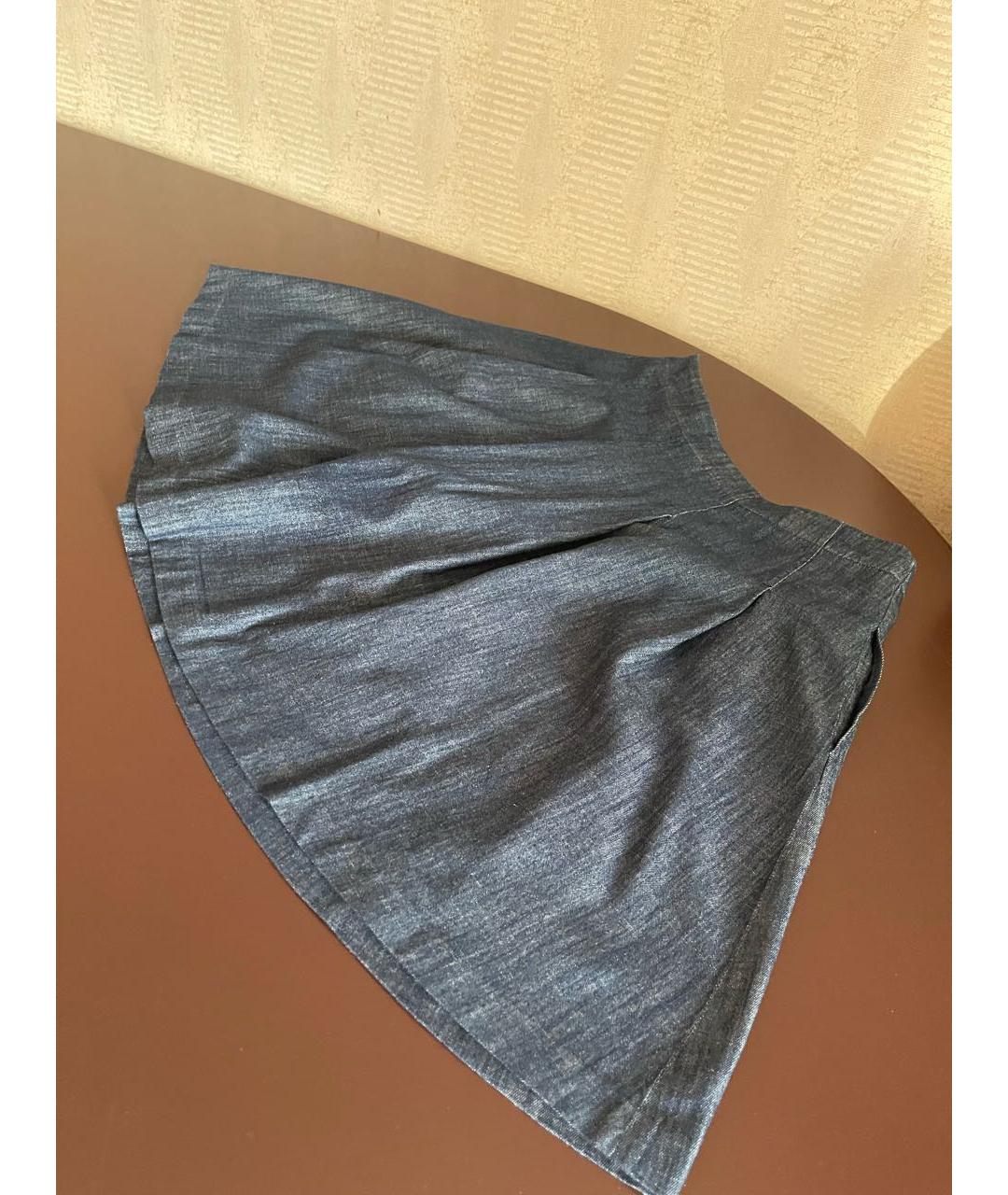 EMPORIO ARMANI Синяя хлопковая юбка миди, фото 8