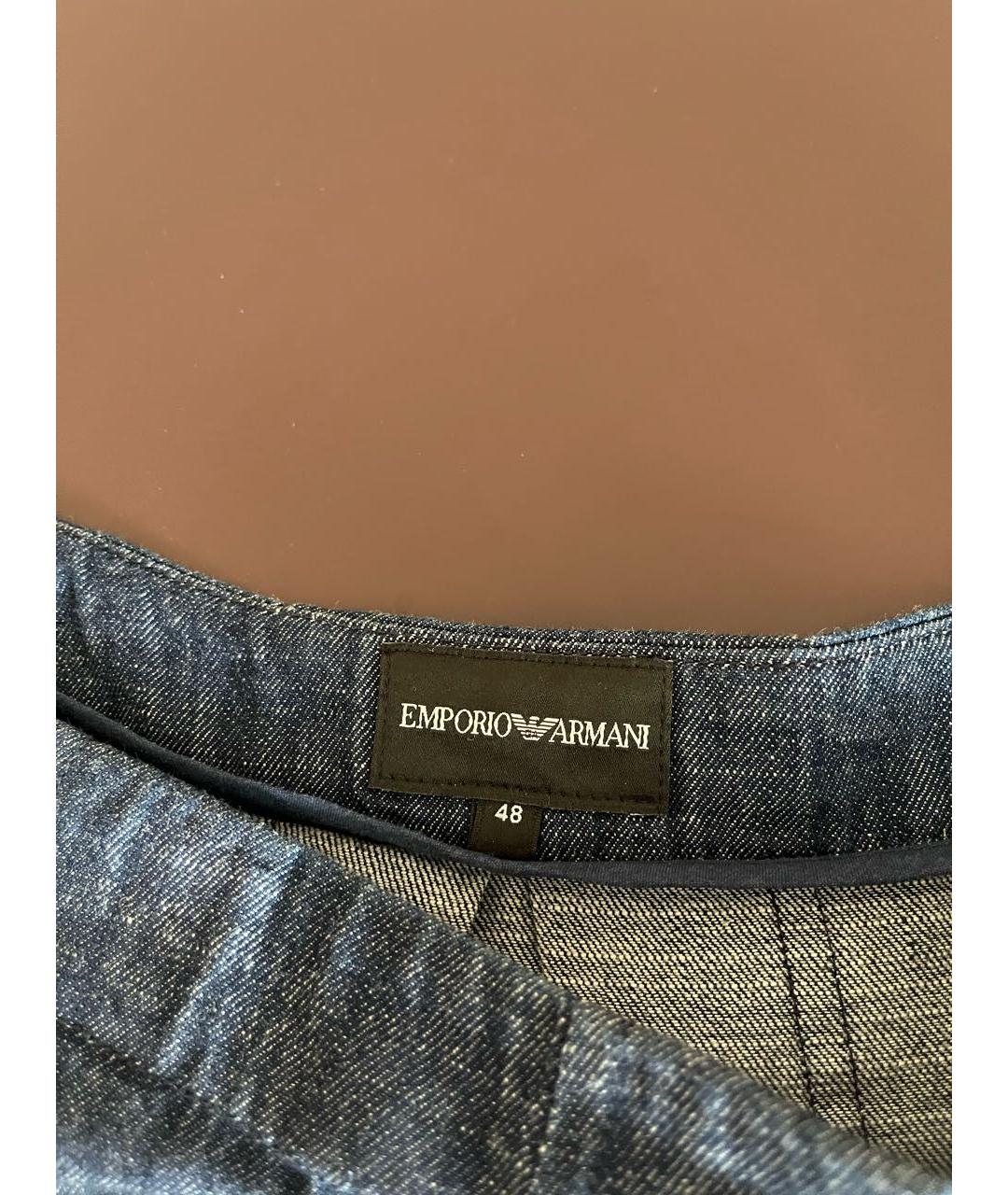 EMPORIO ARMANI Синяя хлопковая юбка миди, фото 2
