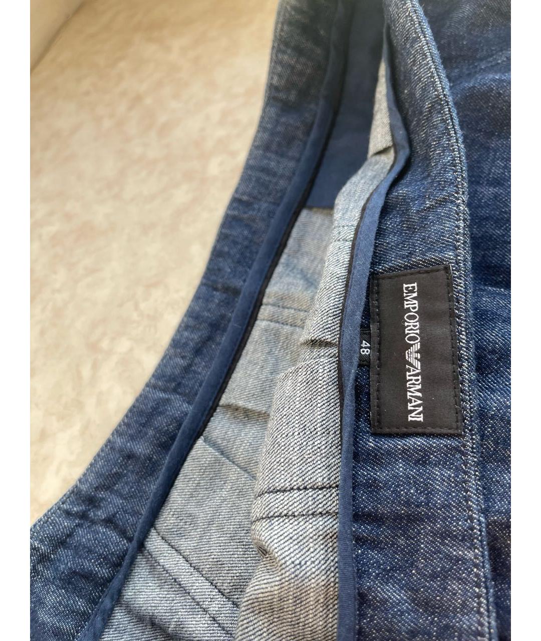 EMPORIO ARMANI Синяя хлопковая юбка миди, фото 6