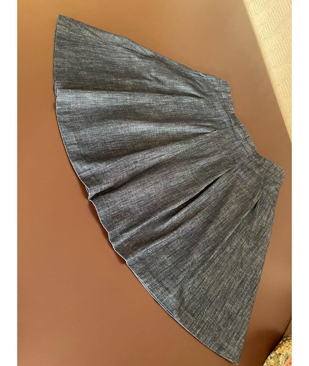 EMPORIO ARMANI Синяя хлопковая юбка миди, фото 3