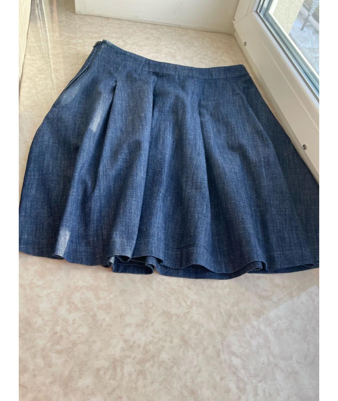 EMPORIO ARMANI Синяя хлопковая юбка миди, фото 7