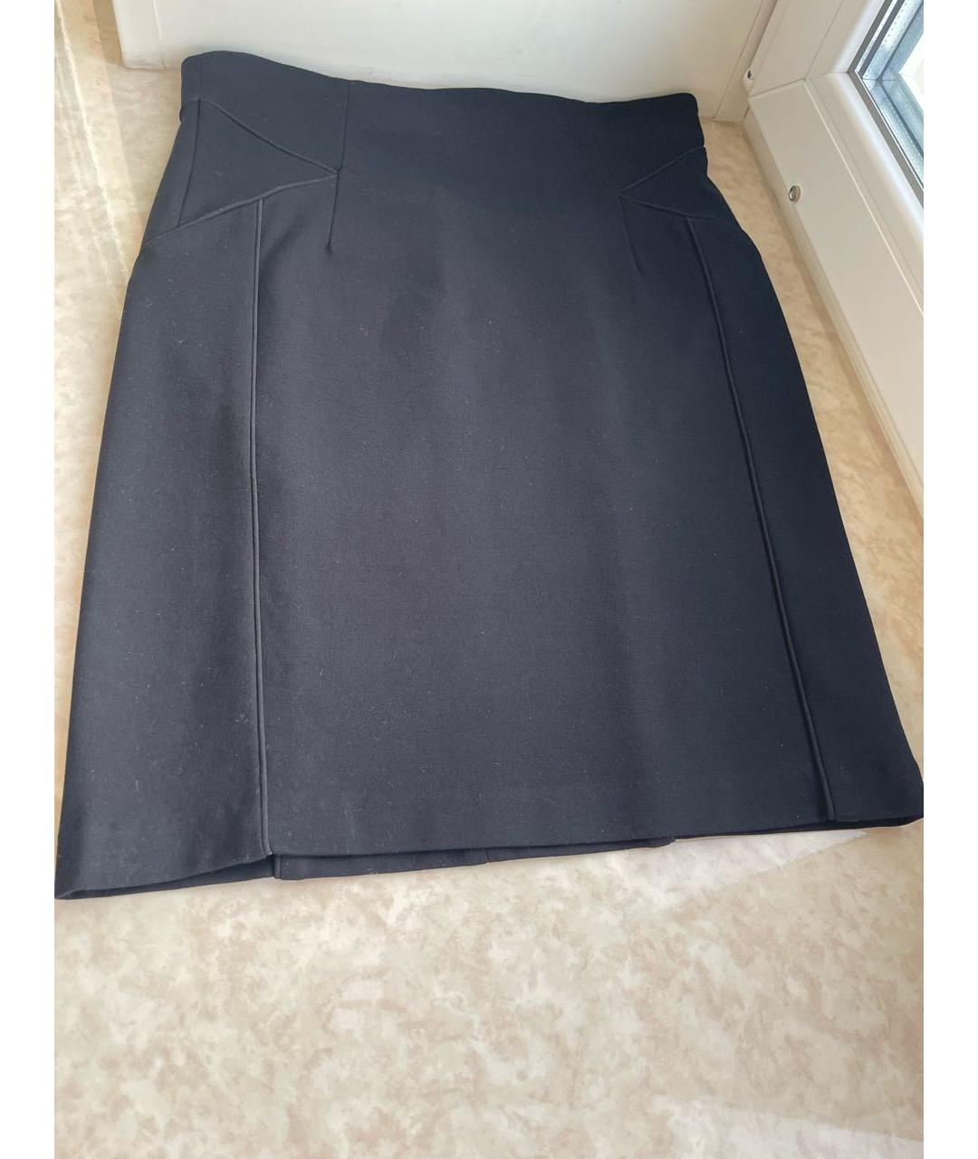 CERRUTI 1881 Черная хлопко-эластановая юбка миди, фото 2