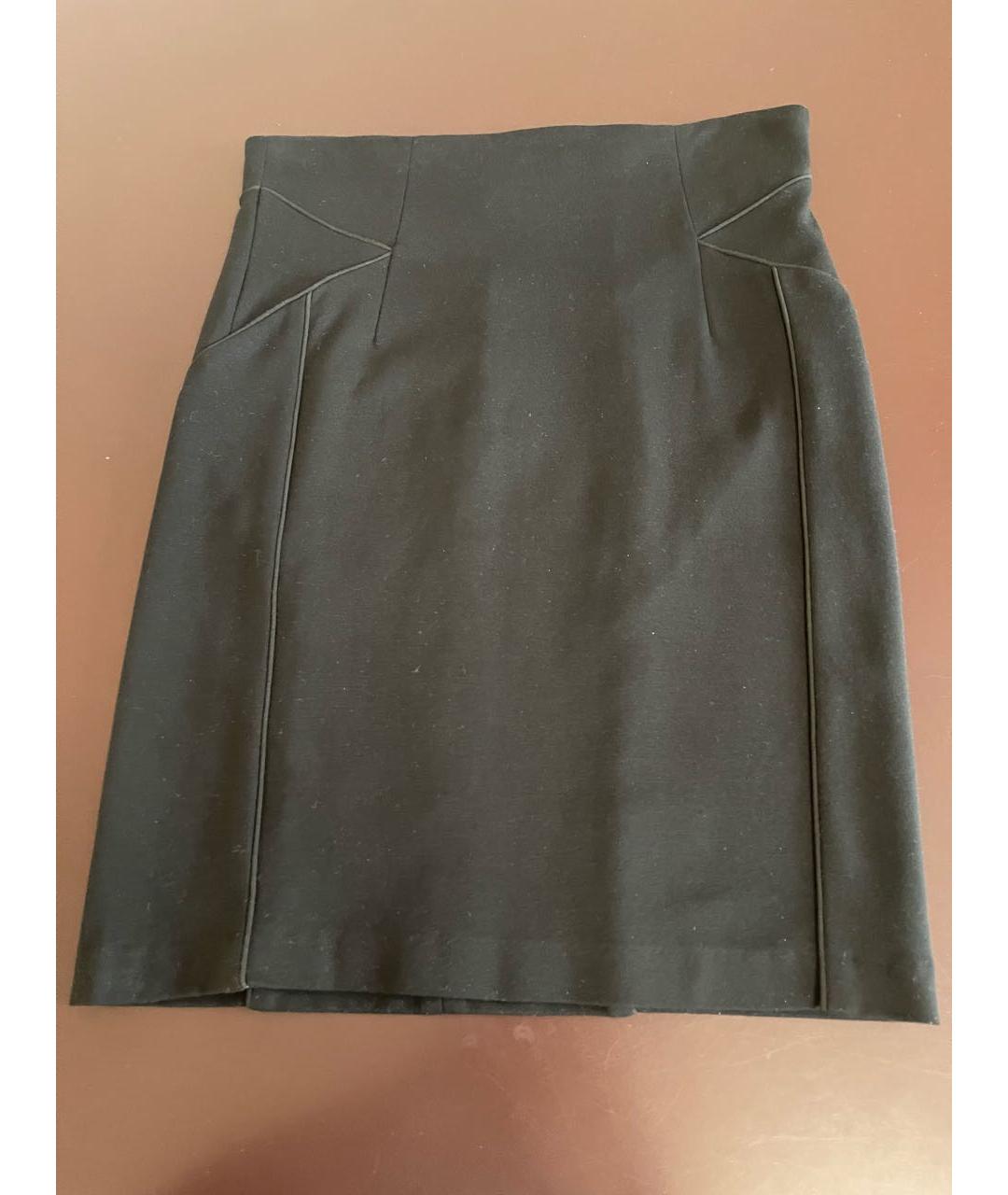 CERRUTI 1881 Черная хлопко-эластановая юбка миди, фото 9