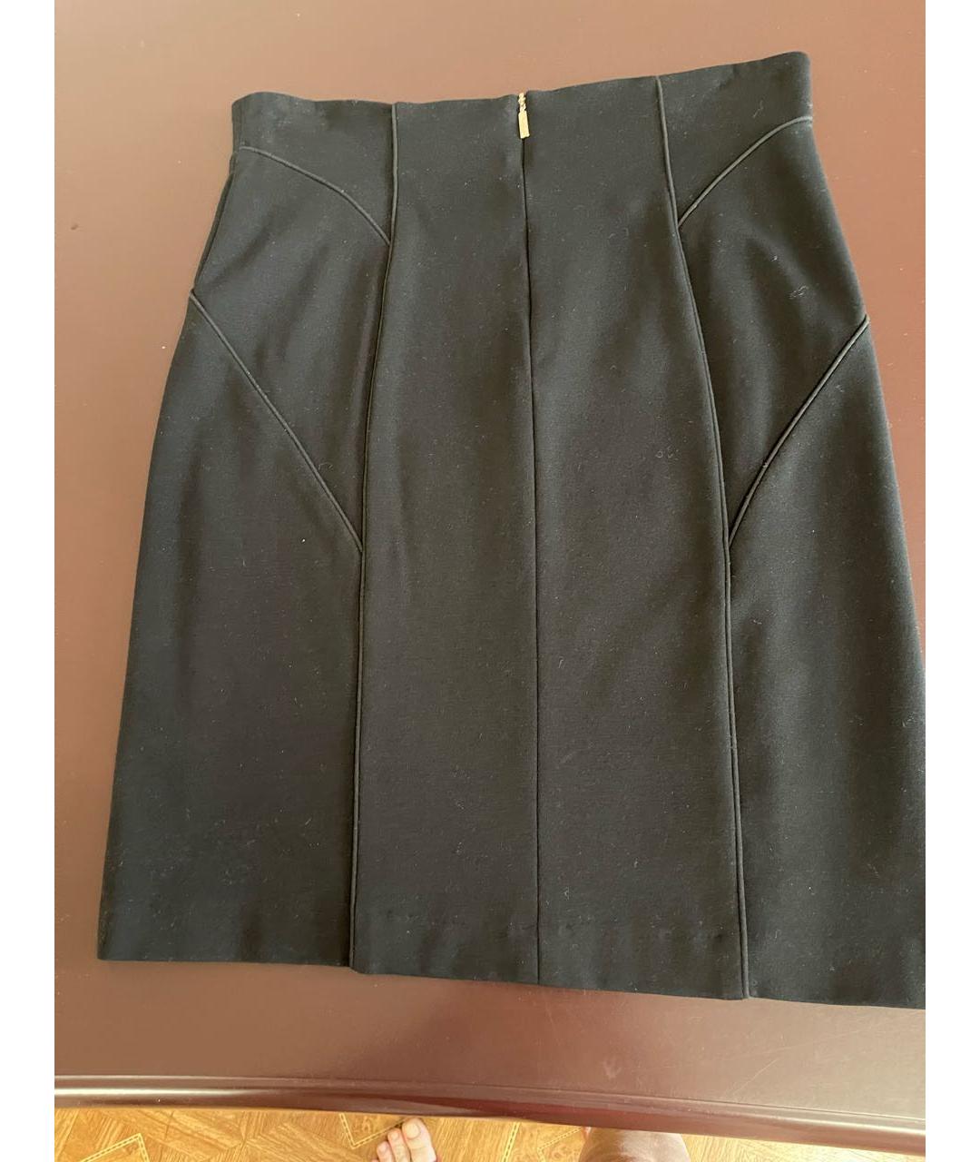 CERRUTI 1881 Черная хлопко-эластановая юбка миди, фото 5