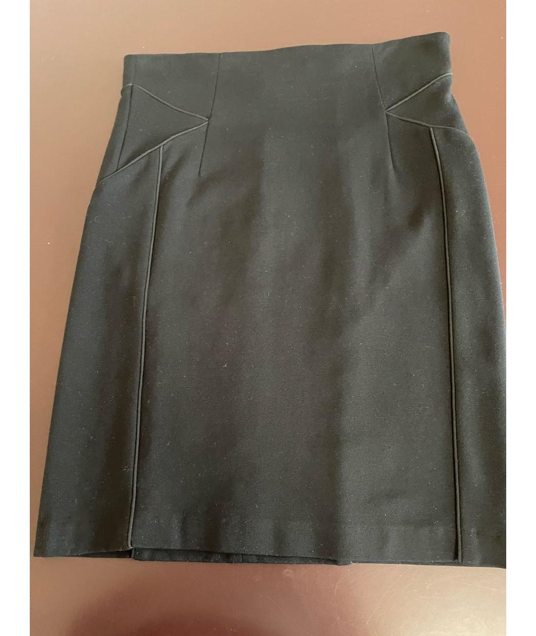 CERRUTI 1881 Черная хлопко-эластановая юбка миди, фото 6