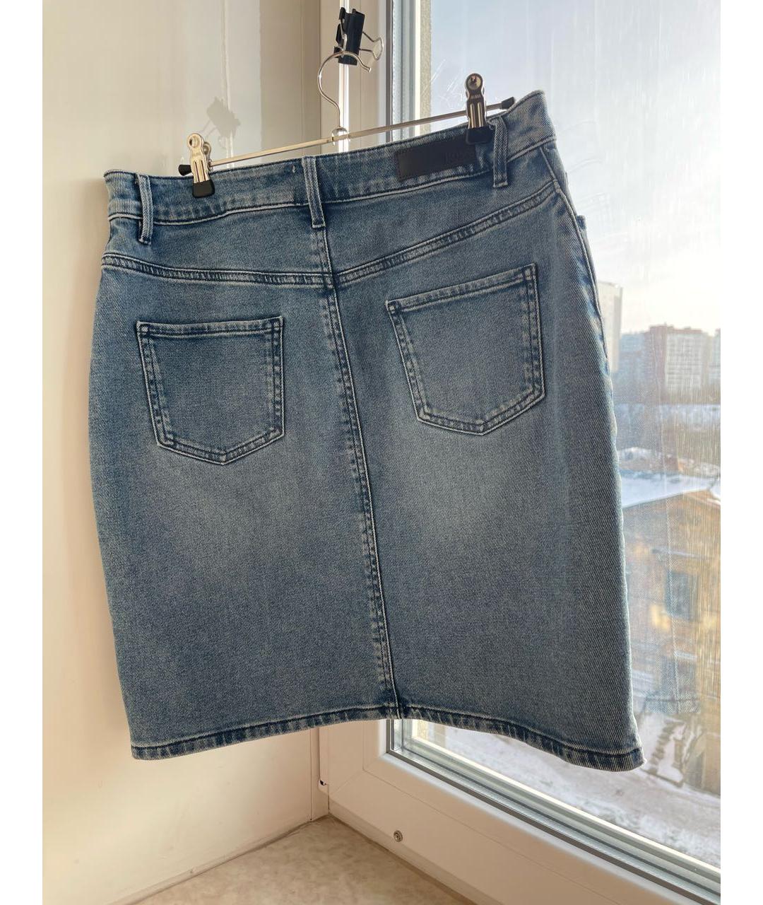 HUGO BOSS Синяя деним юбка миди, фото 3